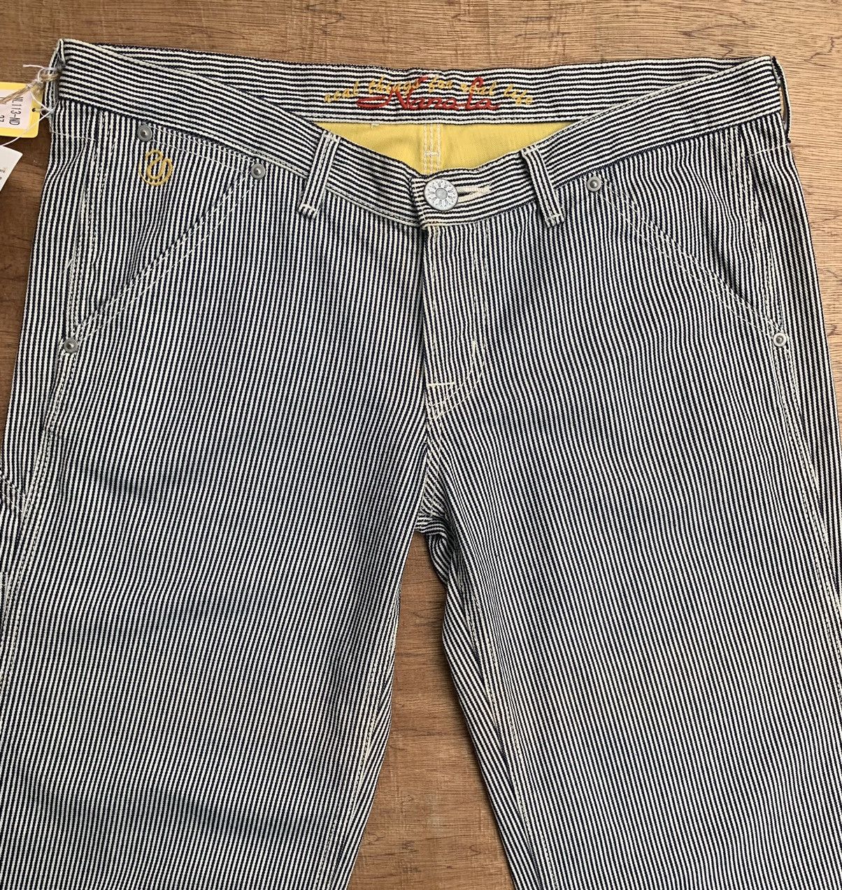 Japanese Brand × Vintage Nana-La Baggy Flare Carpenter Hickory Stripe Pants Size 31" - 11 Thumbnail