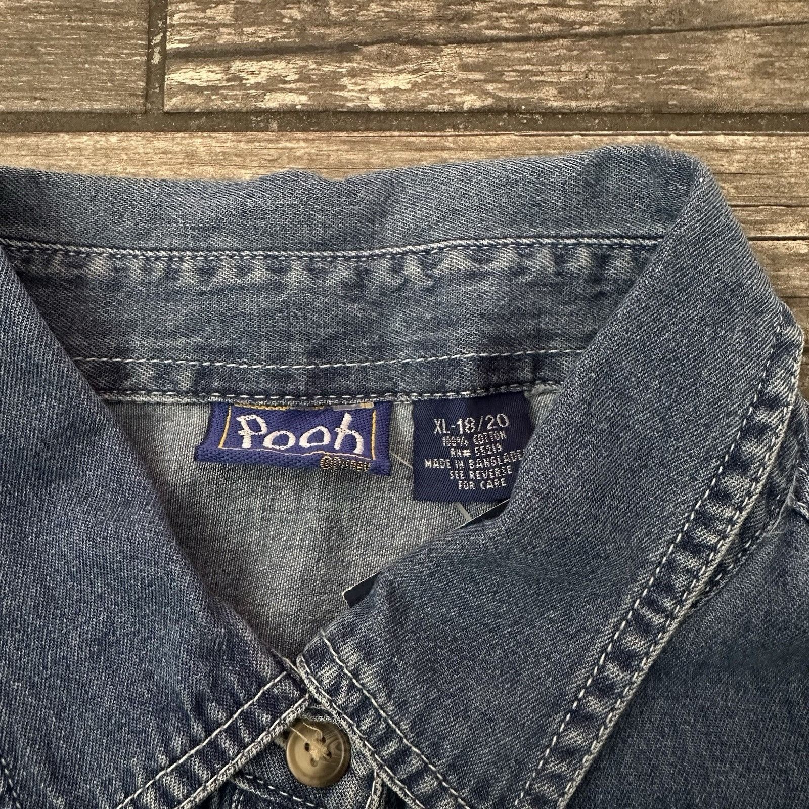 Disney VTG DISNEY WINNIE THE POOH BLUE DENIM JEAN SHIRT BUTTON UP E Size XL / US 12-14 / IT 48-50 - 3 Thumbnail