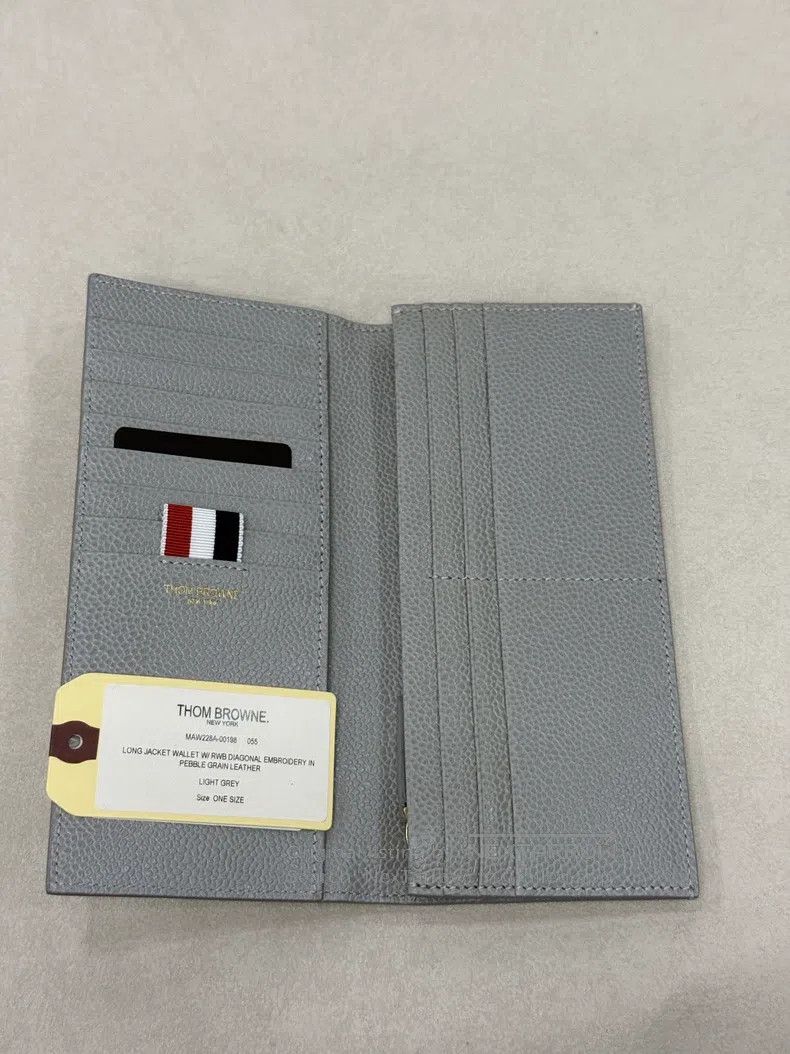 Thom Browne Gray lily-leaf striped long wallet