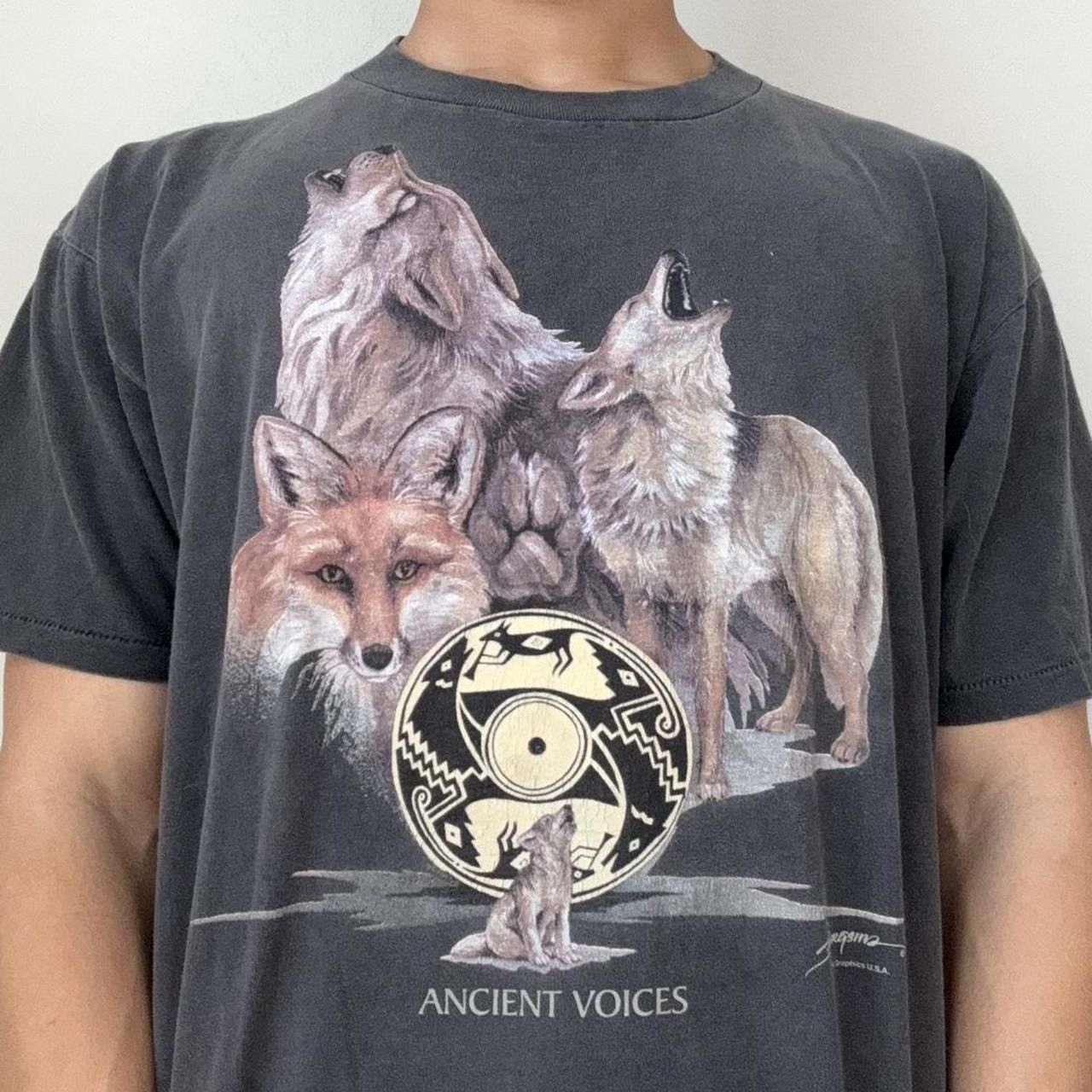 Vintage Vintage Ancient Voices 1990s Graphics Grey Tee Shirt Size US L / EU 52-54 / 3 - 1 Thumbnail