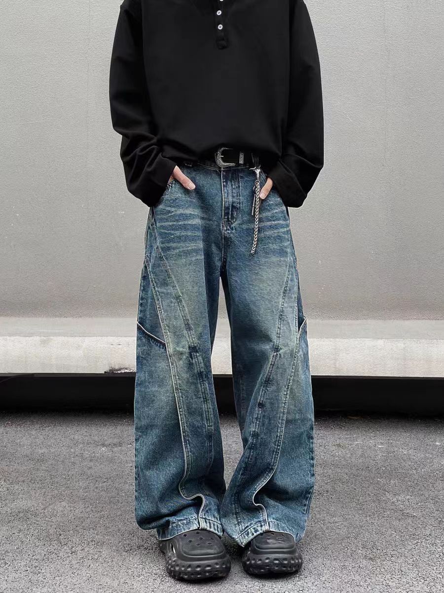 High street vintage washed baggy machete jeans