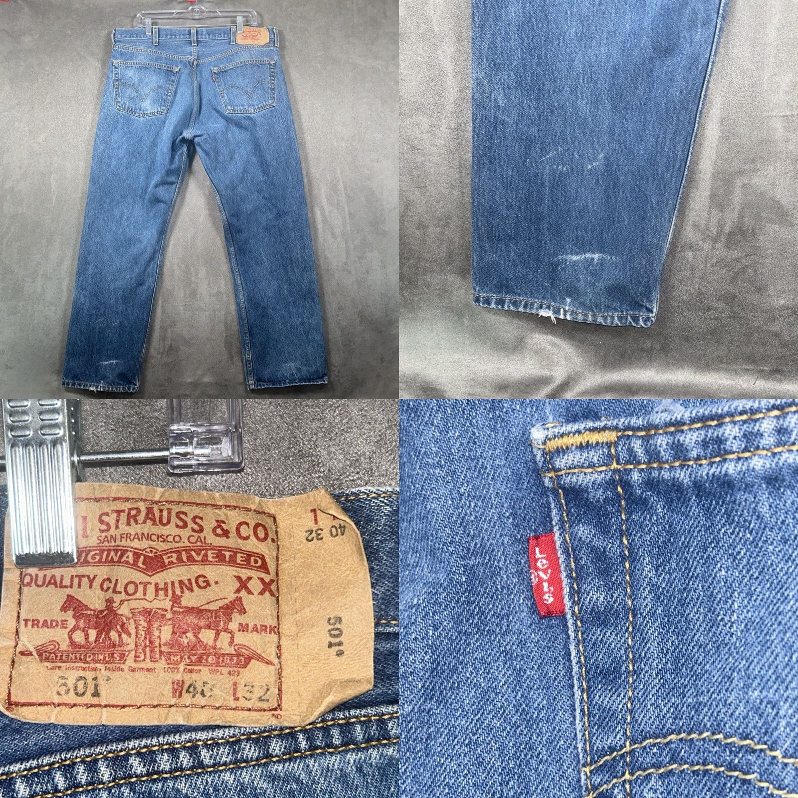 Levi's Levi's 501 Jeans Blue Denim Straight Leg 38x29 Men's Regular Mid Rise Button Fly Vintage No (Used) Size US 38 / EU 54 - 8 Thumbnail
