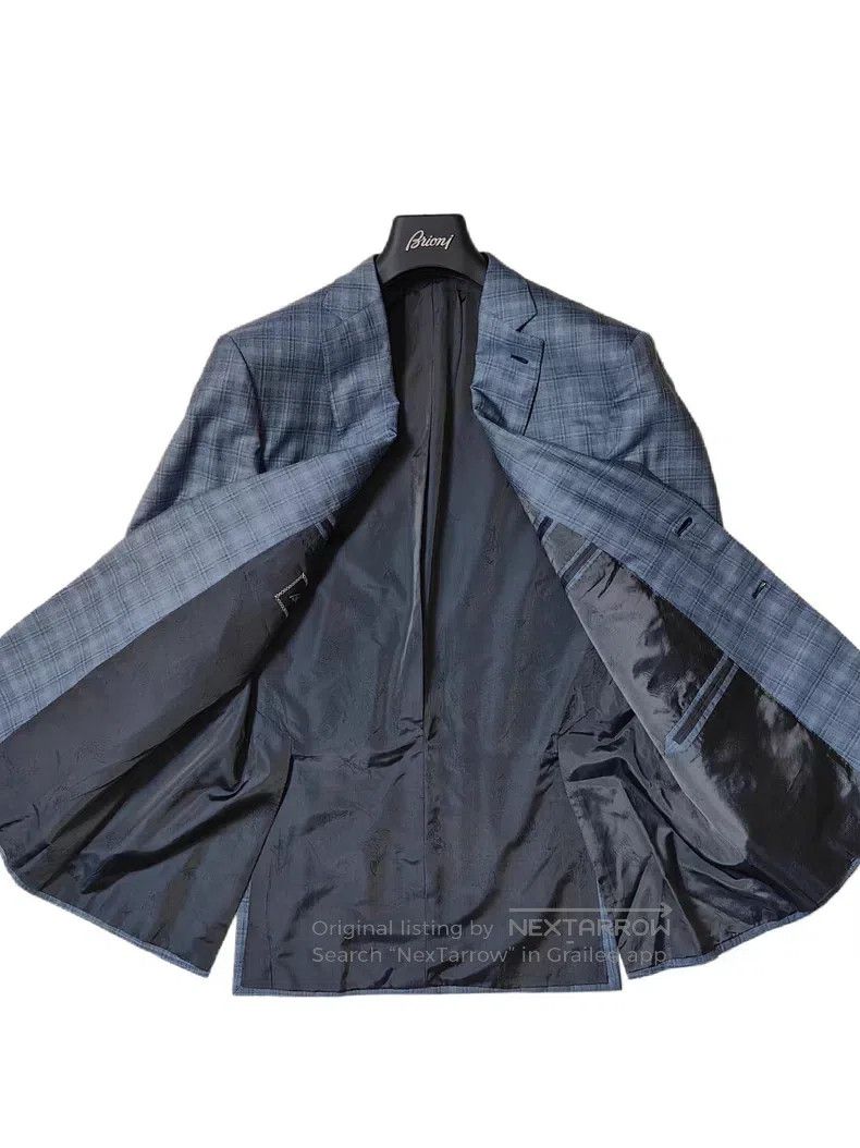 Brioni Brioni Wool and silk checkered handmade single-breasted su Size US XL / EU 56 / 4 - 4 Thumbnail