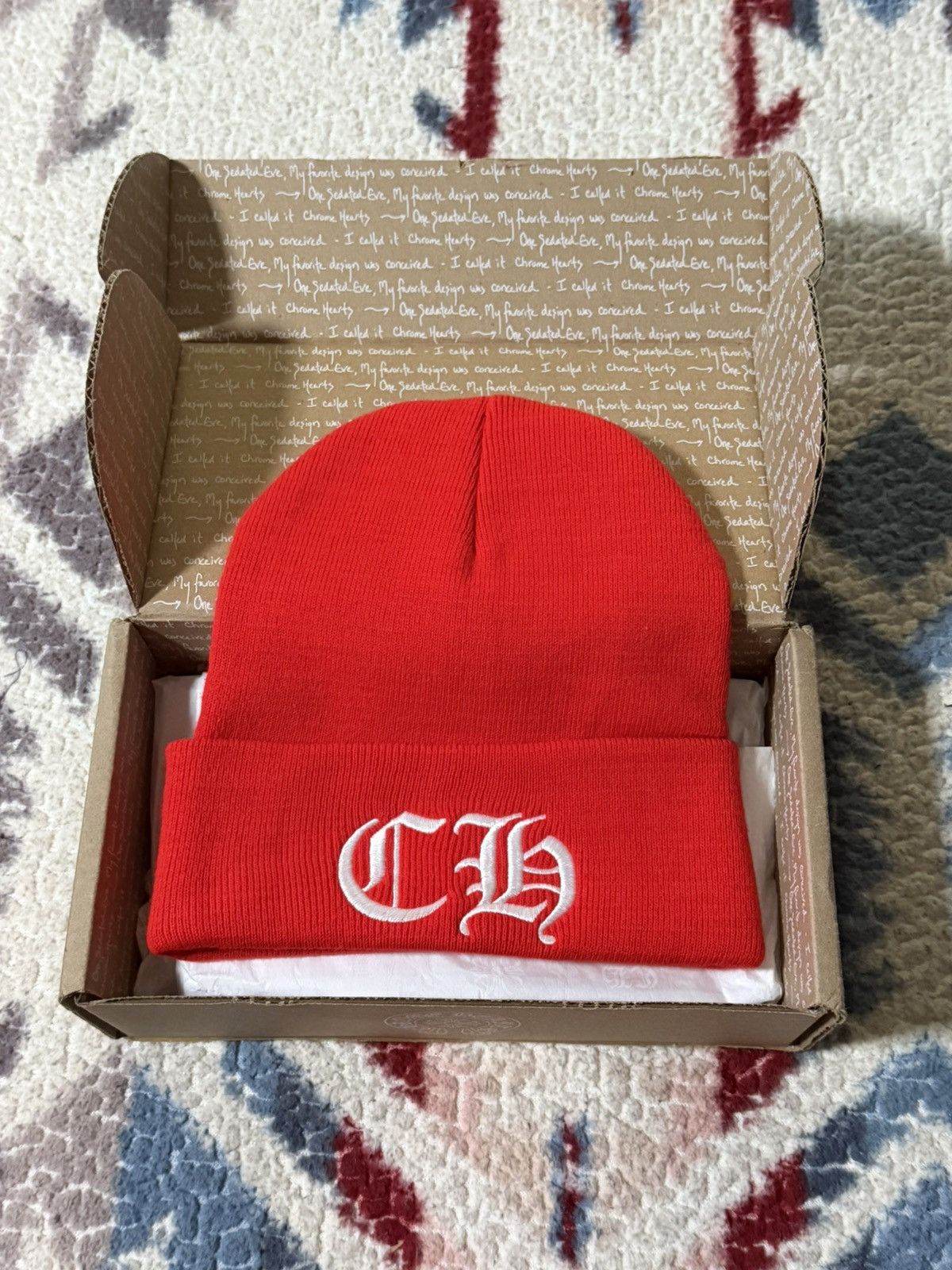 Chrome Hearts Luxury Red Brand New chrome hearts CH Spellout Beanie rare Size ONE SIZE - 3 Thumbnail