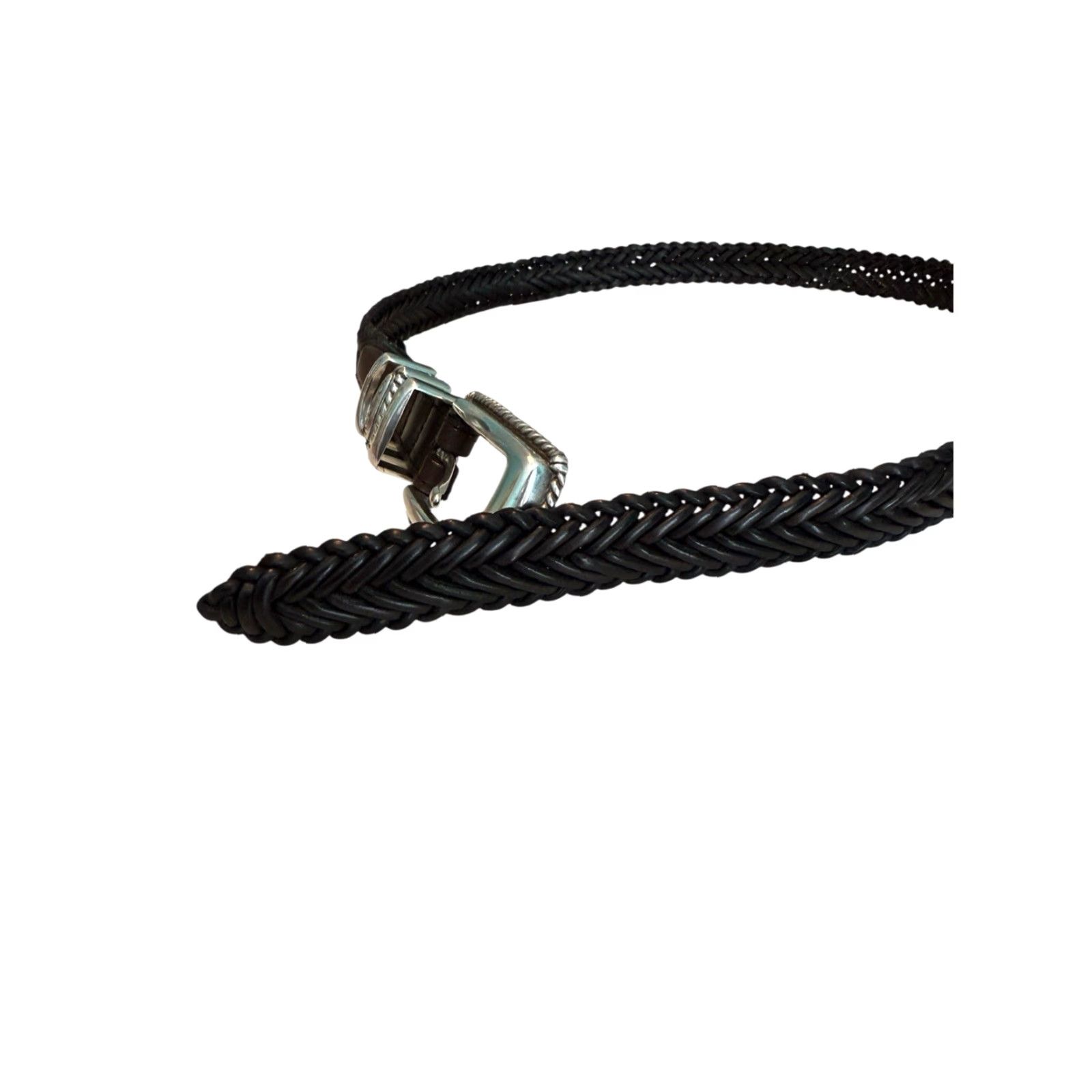 Brighton VINTAGE Brighton Black Leather Woven Belt Women’s Size 30 (M) EUC Q2003 Buckle Adjustable 1” Wide Mens Womens Girls Boys Size ONE SIZE - 6 Thumbnail