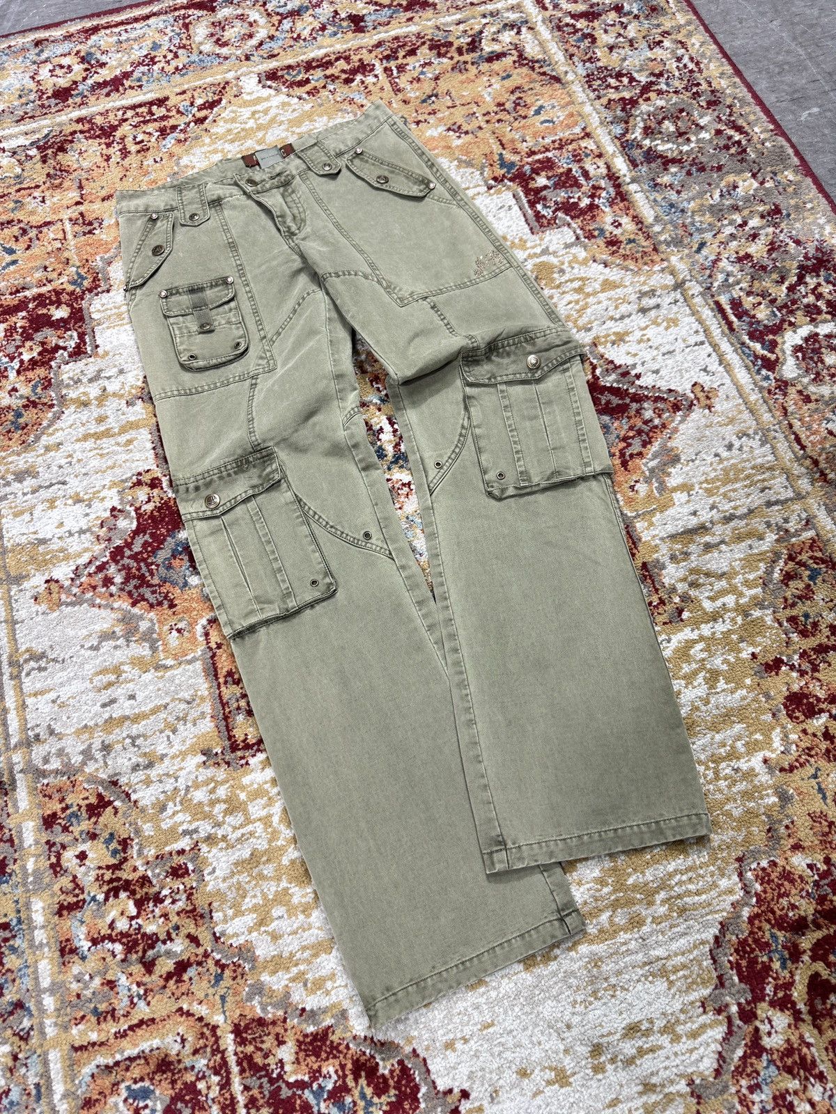 20471120 ᶠᵃⁿᶜʸᵍᵘʸ BNWT Cargo Y2K Pants Bondage Vintage Denim Size US 30 / EU 46 - 1 Thumbnail