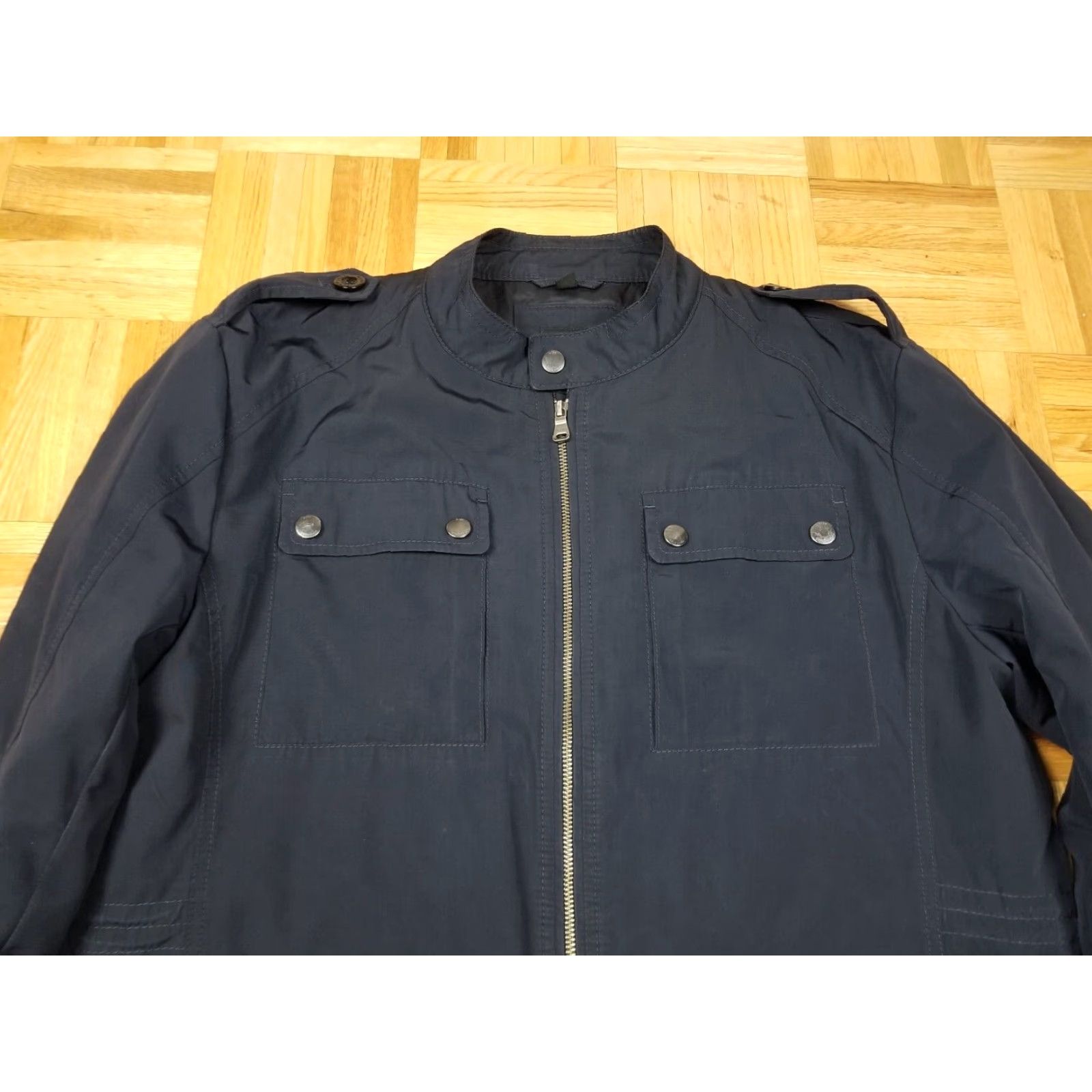 Hugo Boss HUGO BOSS Nylon Light Jacket SZ 42R Shirt Men Black Full Zip Crew Neck 27 Inch Top to Bottom 24 Inch Cross Chest Cross Shoulder 20 Inch Size US XS / EU 42 / 0 - 2 Thumbnail