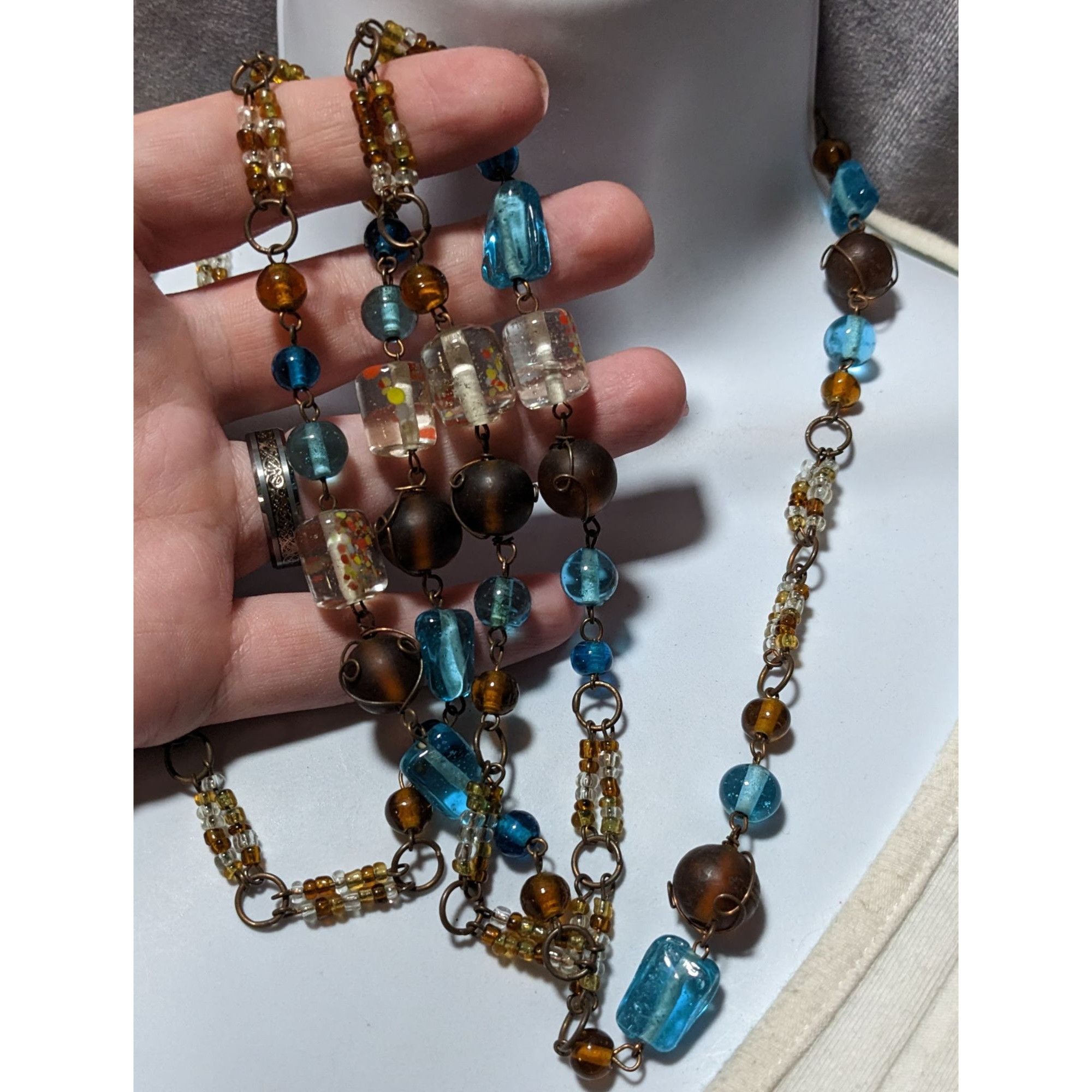 Other Vintage Bohemian Earthy Glass Beaded Necklace Size ONE SIZE - 8 Thumbnail