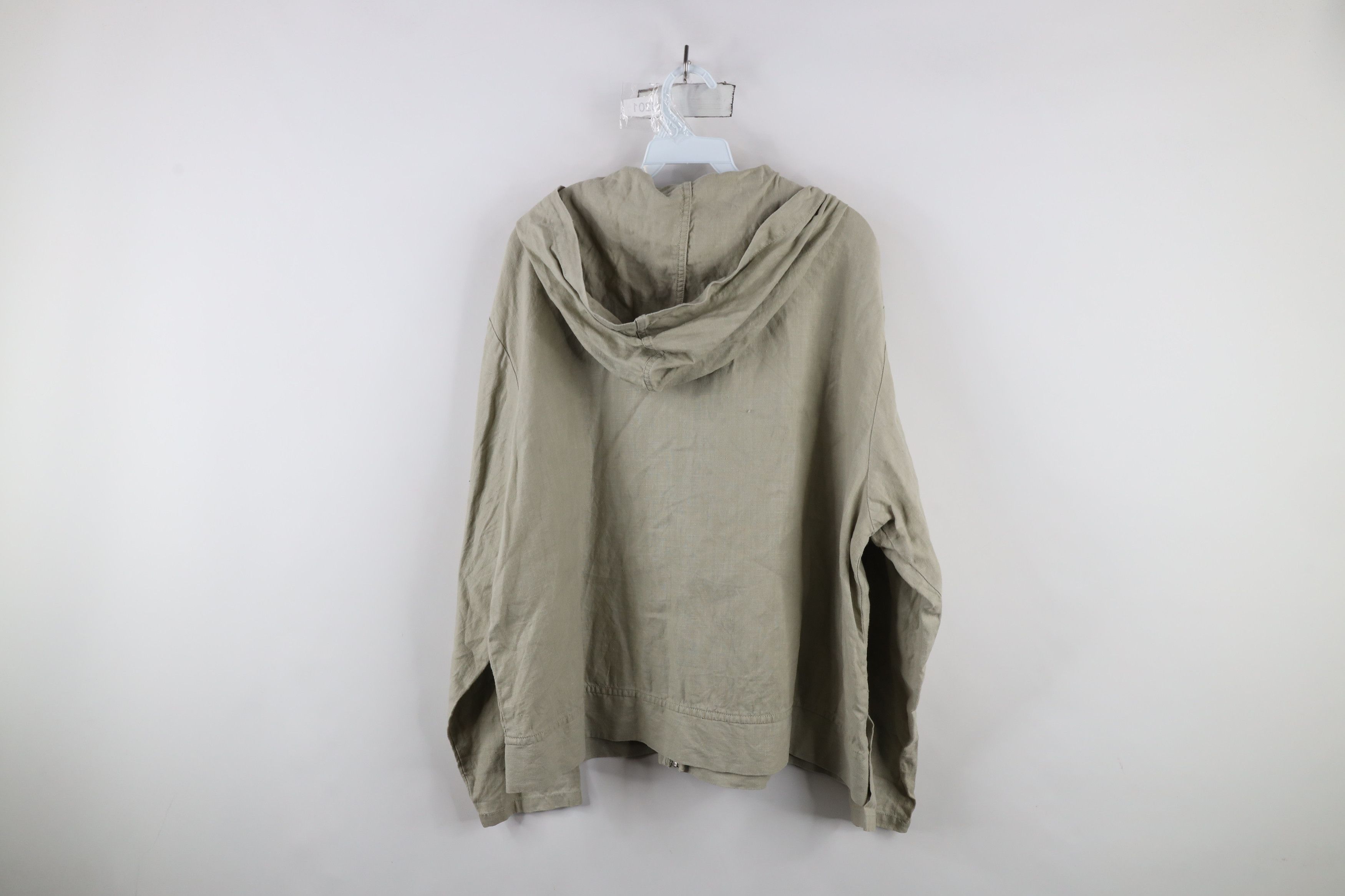 Eddie Bauer × Vintage Vintage 90s Eddie Bauer Linen Full Zip Hooded Jacket Beige Size US XL / EU 56 / 4 - 7 Thumbnail
