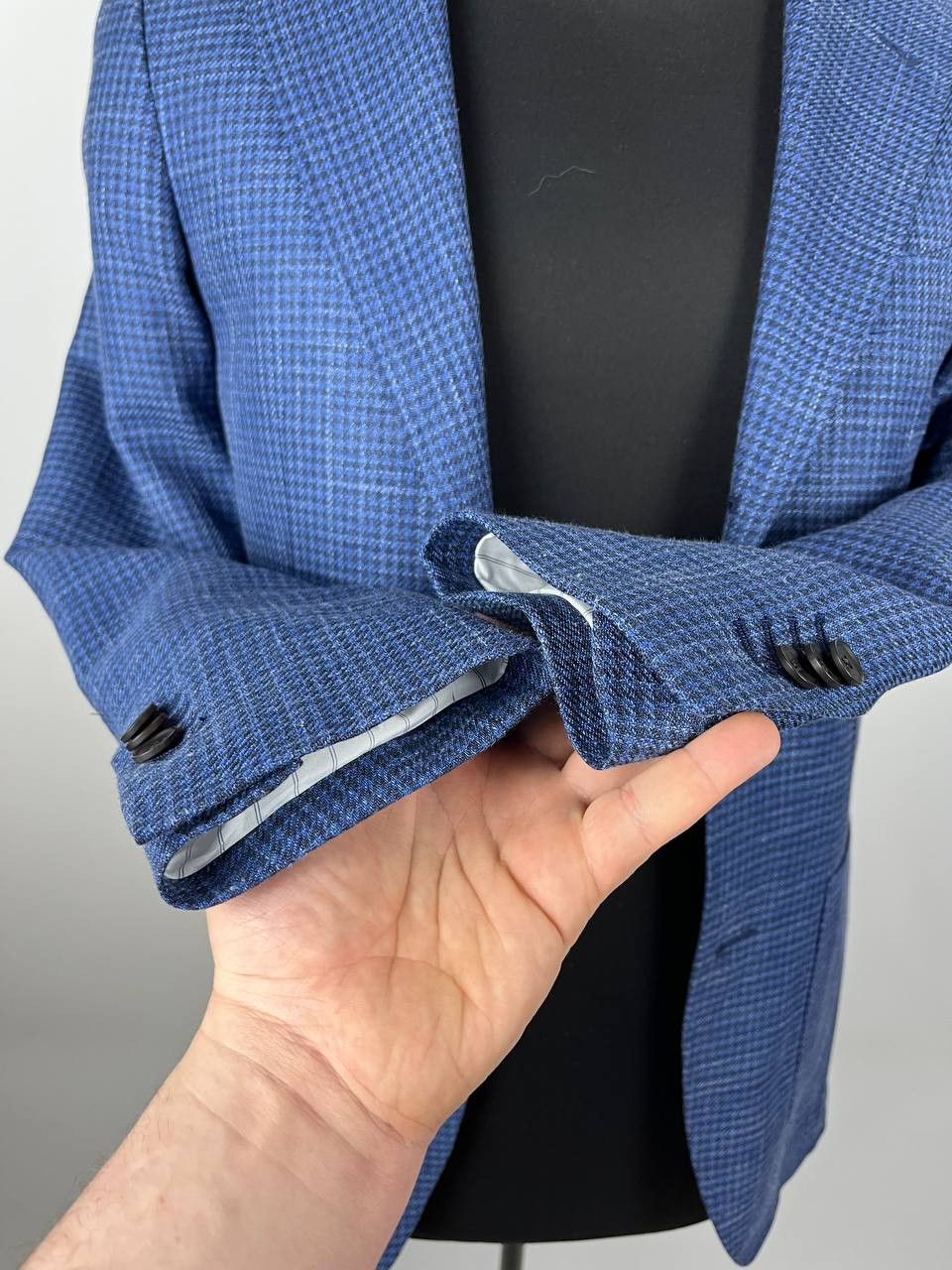 Suitsupply Suitsupply Havana Patch Wool Silk Linen Check Blue Blazer Size 44R - 8 Thumbnail