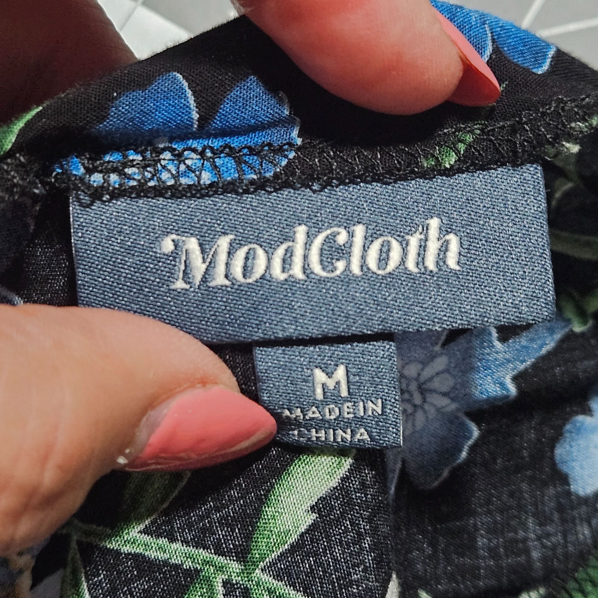 Other Modcloth Women's Floral Mini Dress Black Blue M Dark Academi Size M / US 6-8 / IT 42-44 - 4 Thumbnail