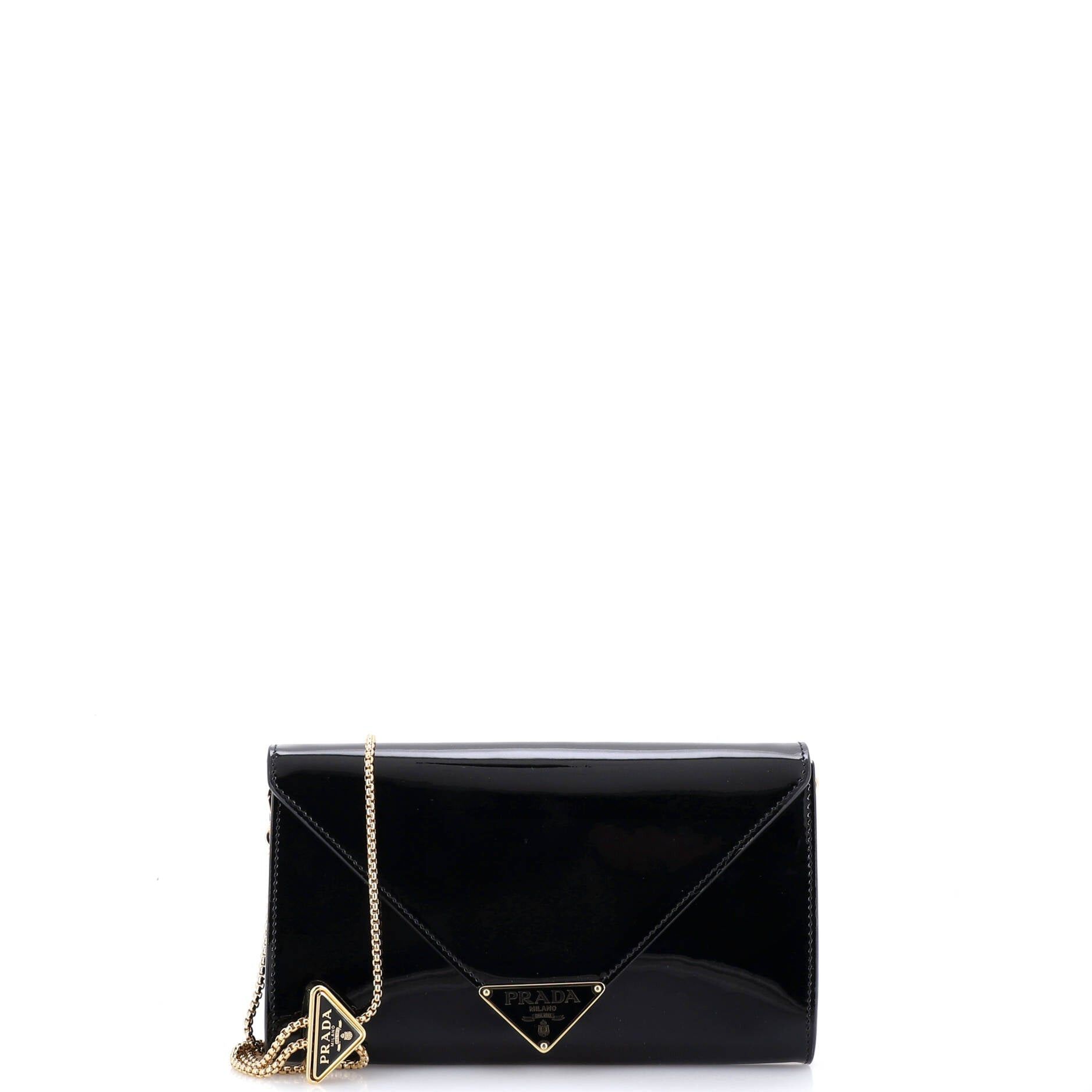 Prada Triangle Logo Envelope Chain Clutch Size ONE SIZE - 1 Thumbnail