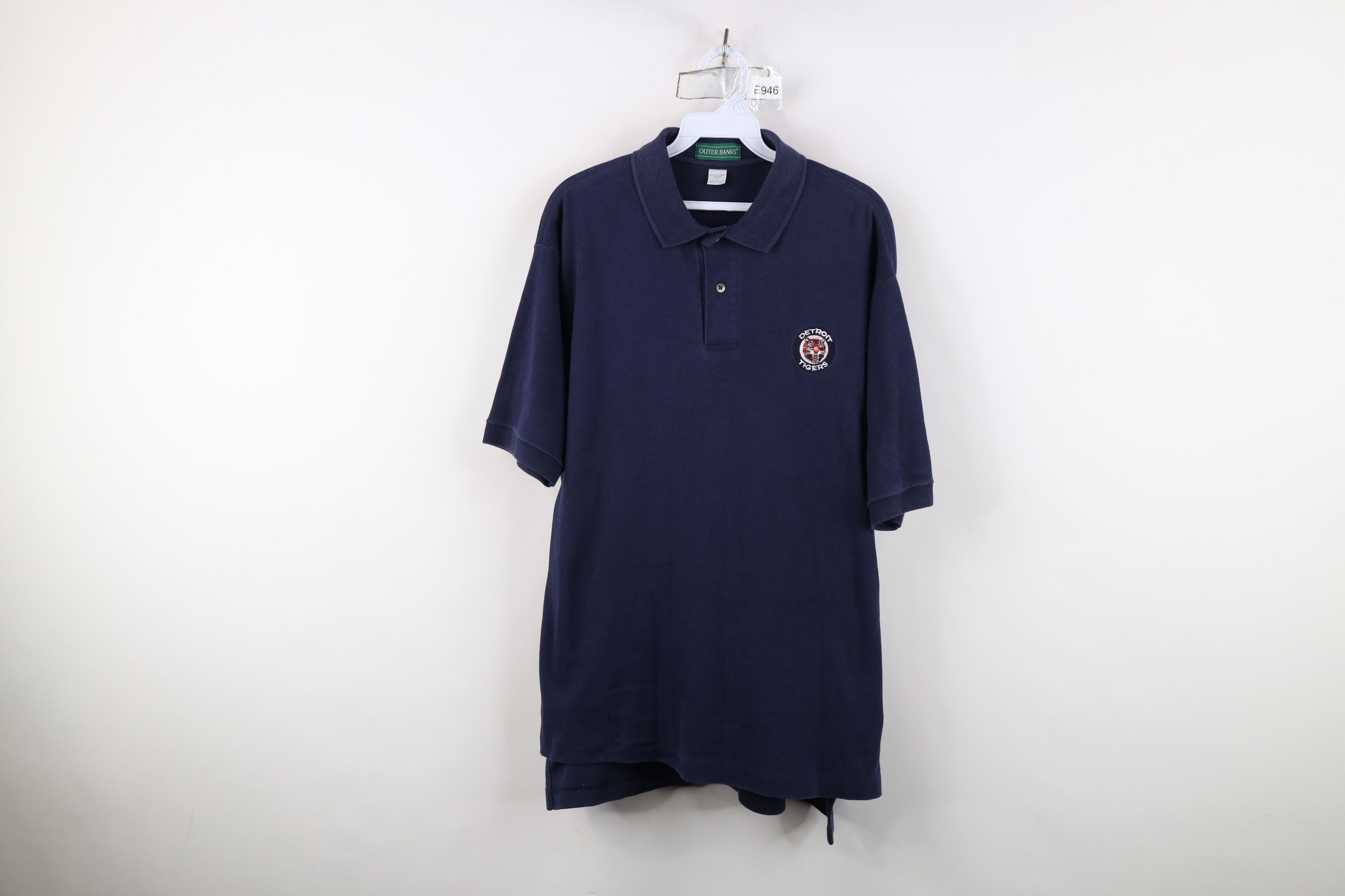 Vintage Vintage 80s 90s Detroit Tigers Baseball Polo Shirt Blue USA Size US L / EU 52-54 / 3 - 1 Thumbnail