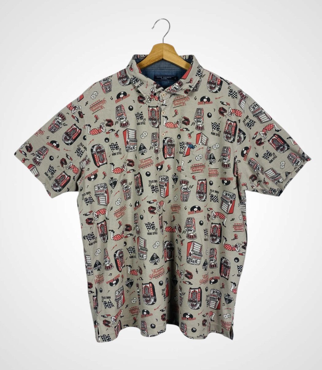Kansai Yamamoto Rare Design Kansai Yamamoto Full Print Polo Shirt Size US XL / EU 56 / 4 - 1 Thumbnail