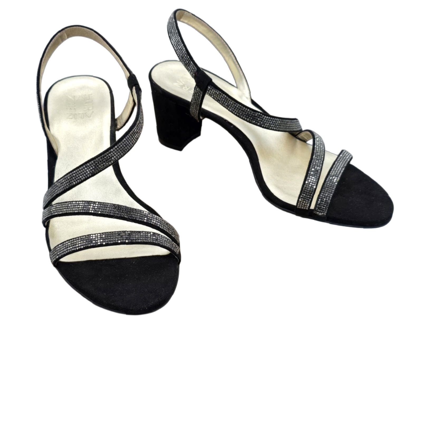 Naturalizer VINTAGE Naturalizer Vanessa2 Rhinestone Strappy Heeled Sandal Black Sz 9.5W Womens Size US 7 / IT 37 - 1 Thumbnail