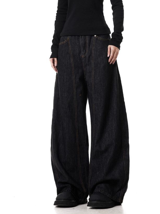 Japanese Brand American retro wide-leg loose straight curved jeans for men Size US 32 / EU 48 - 2 Thumbnail