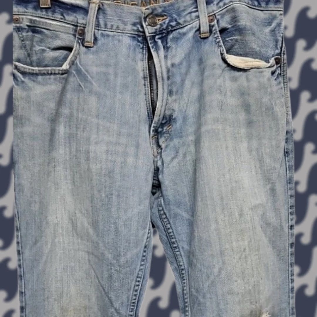 American Eagle Outfitters American Eagle Jeans Men Light Wash Distressed Mid Rise Raw Hem Denim 34x30 Straight Cle Size US 34 / EU 50 - 1 Thumbnail