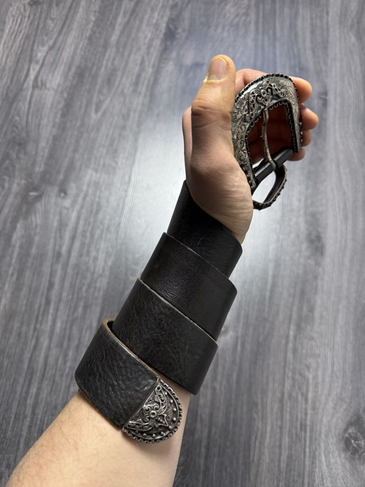 Leather × Vintage Y2K Vintage Leather Punk Metal Avant Garde Belt Size ONE SIZE - 3 Thumbnail