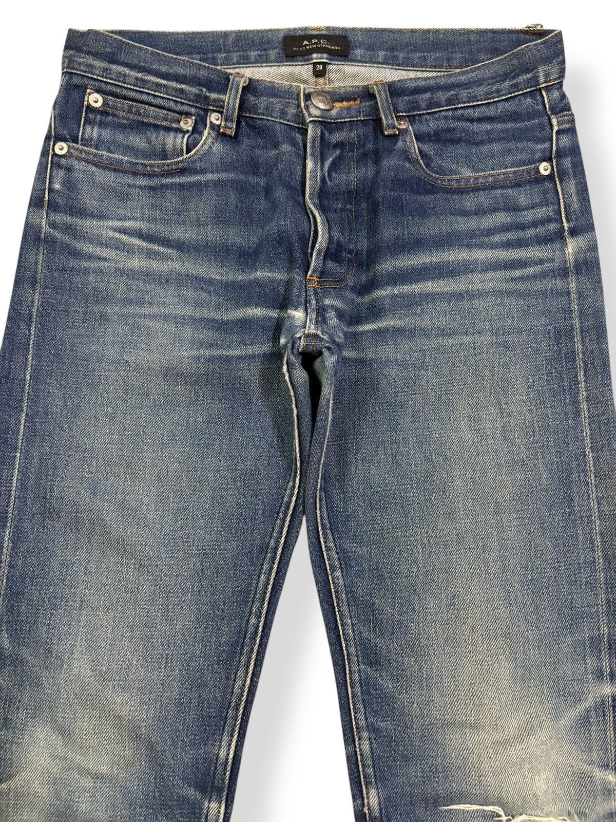 A.P.C. A.P.C Petit New Standard Selvedge Blue Wash Distressed Jeans Size US 29 - 4 Thumbnail