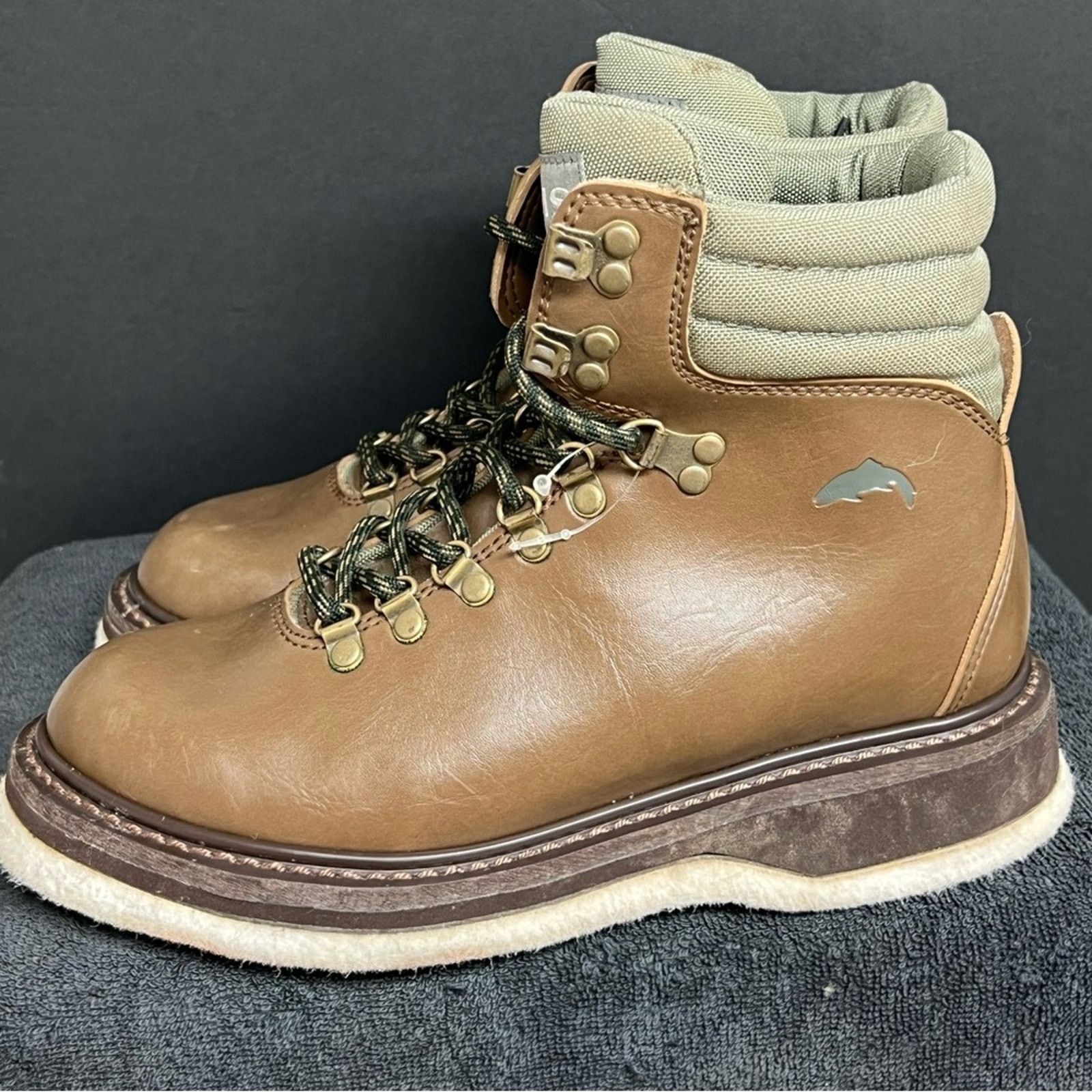 Simms Simms Freestone Fly Fishing Brown Leather Felt Wading Boot Size US 7 / EU 40 - 3 Thumbnail