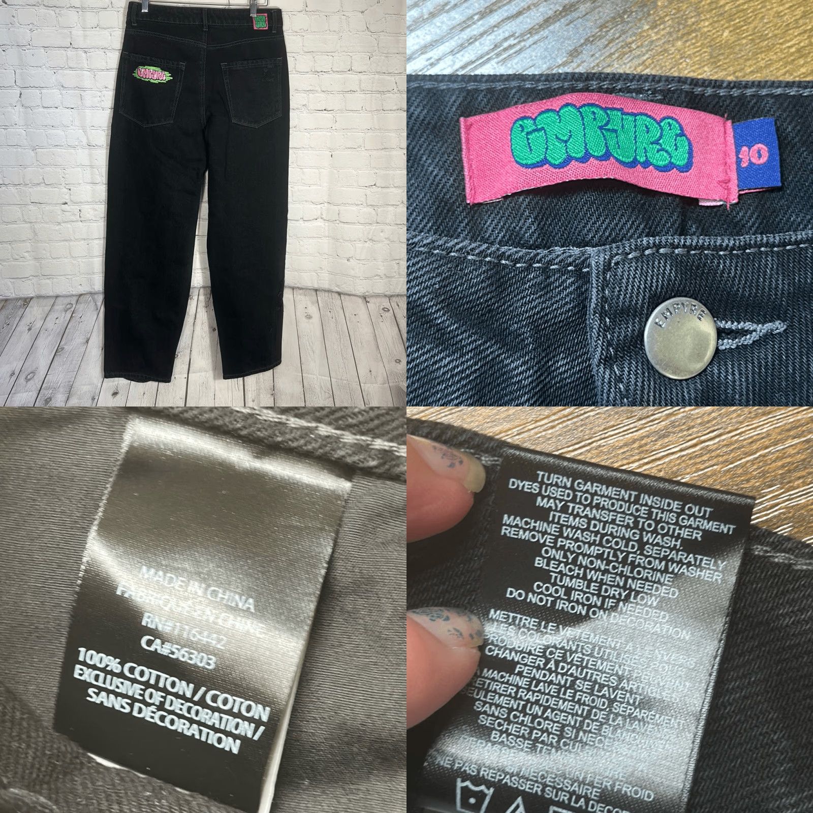 Empyre Empyre Jeans Womens Baggy Distressed Black 8 Jeans Women Skate Loose Fit Pants 31in Inseam Mens? Women? Size 30" / US 8 / IT 44 - 8 Thumbnail