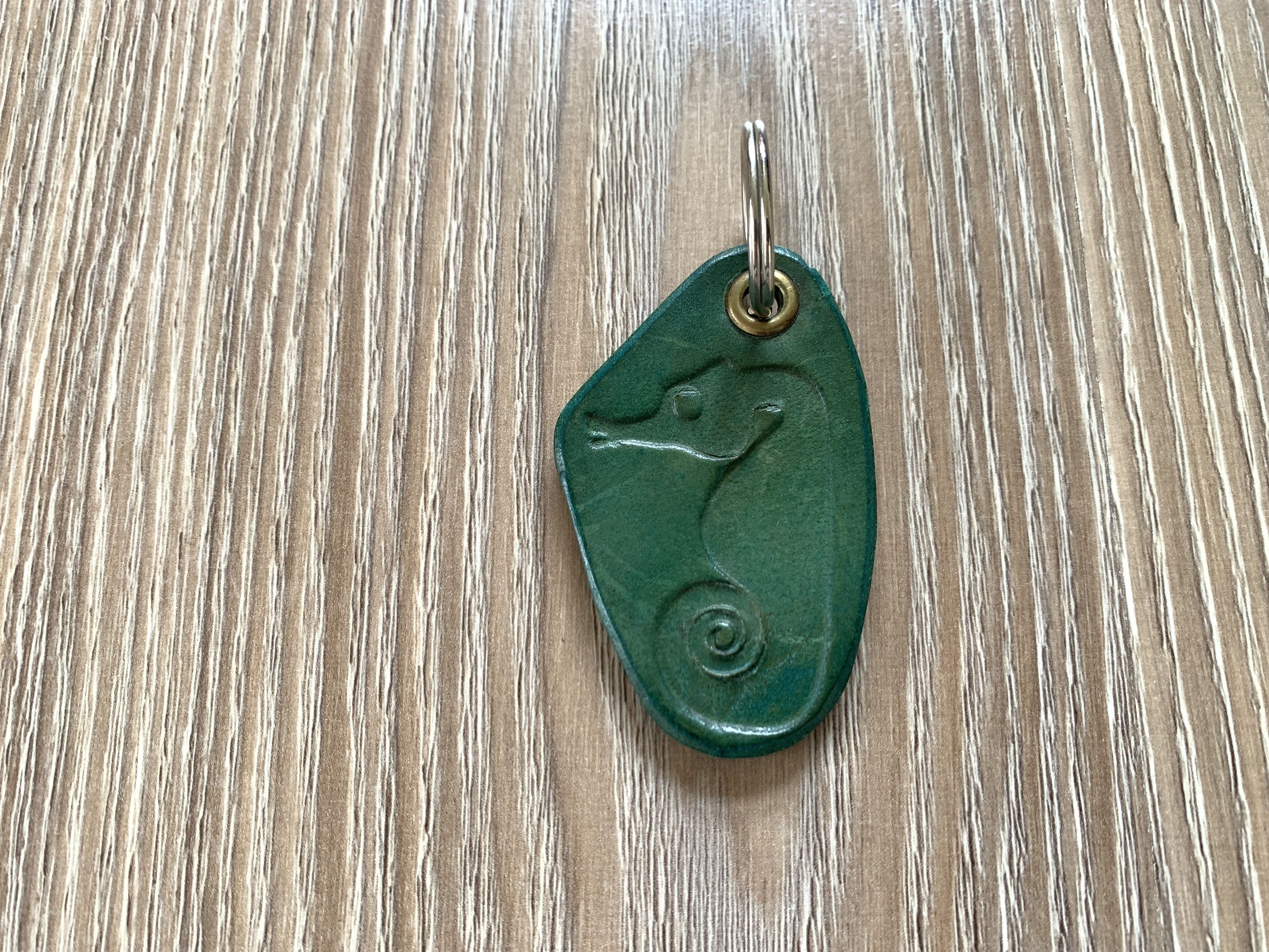 Handmade Leather Keychain With Seahorse Embossing Size ONE SIZE - 2 Thumbnail