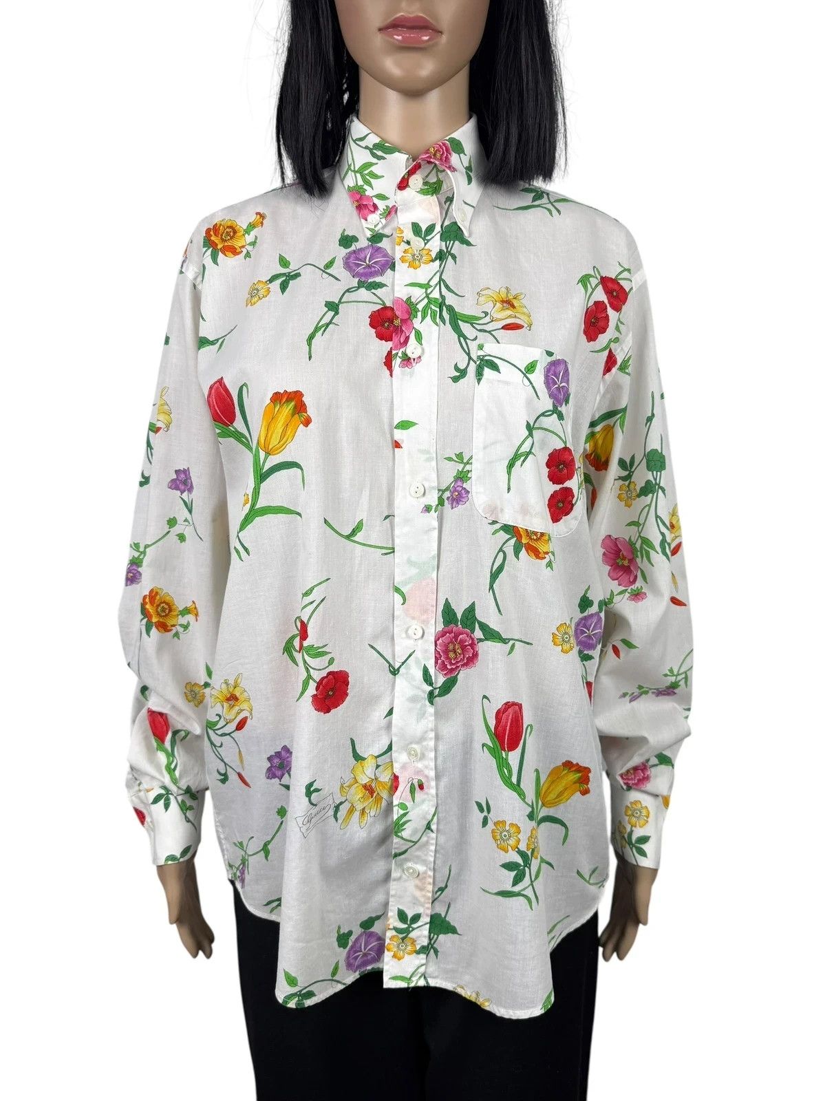 Gucci Gucci Floral Printed Shirt Vintage Cotton size 14 1/2 37 Size L / US 10 / IT 46 - 2 Thumbnail