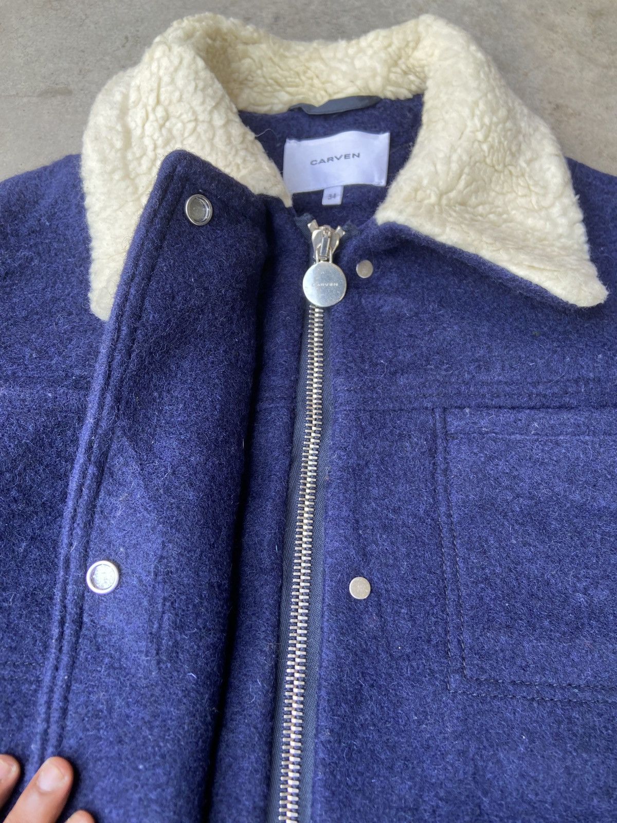 Carven Carven Navy Blue and Black Wool Coat Jacket Size XXS / US 00 / IT 34 - 3 Thumbnail