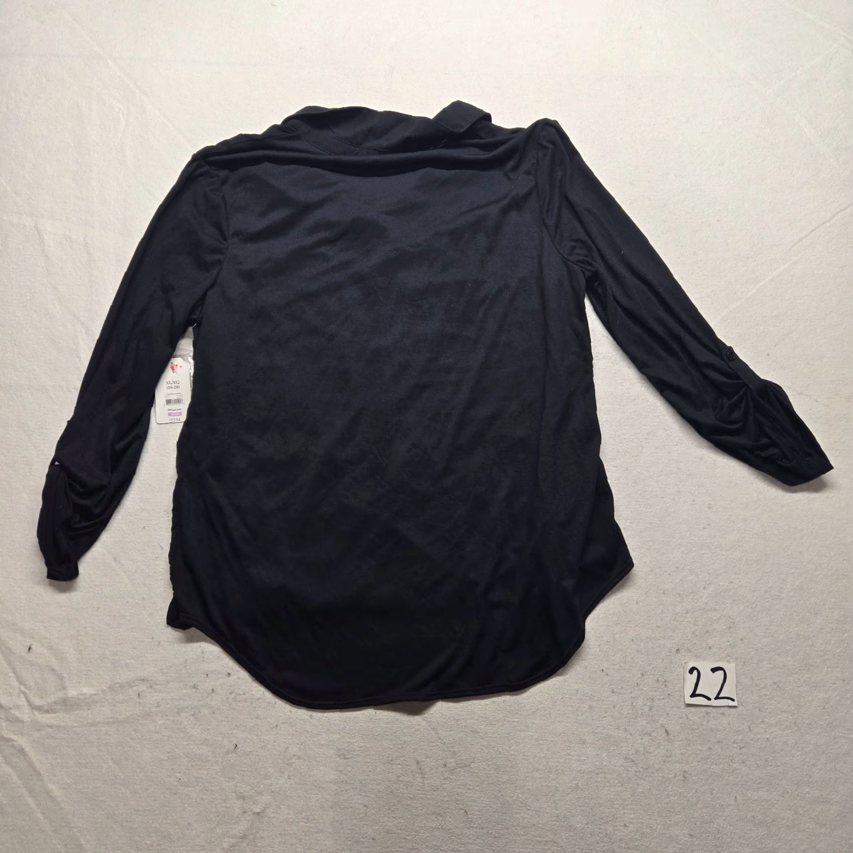 Faded Glory Faded Glory Shirt Women XL Black Long Sleeve Pullover Solid Blouse Casual Modern Vintage Theme Metal 90s? Size XL / US 12-14 / IT 48-50 - 8 Thumbnail