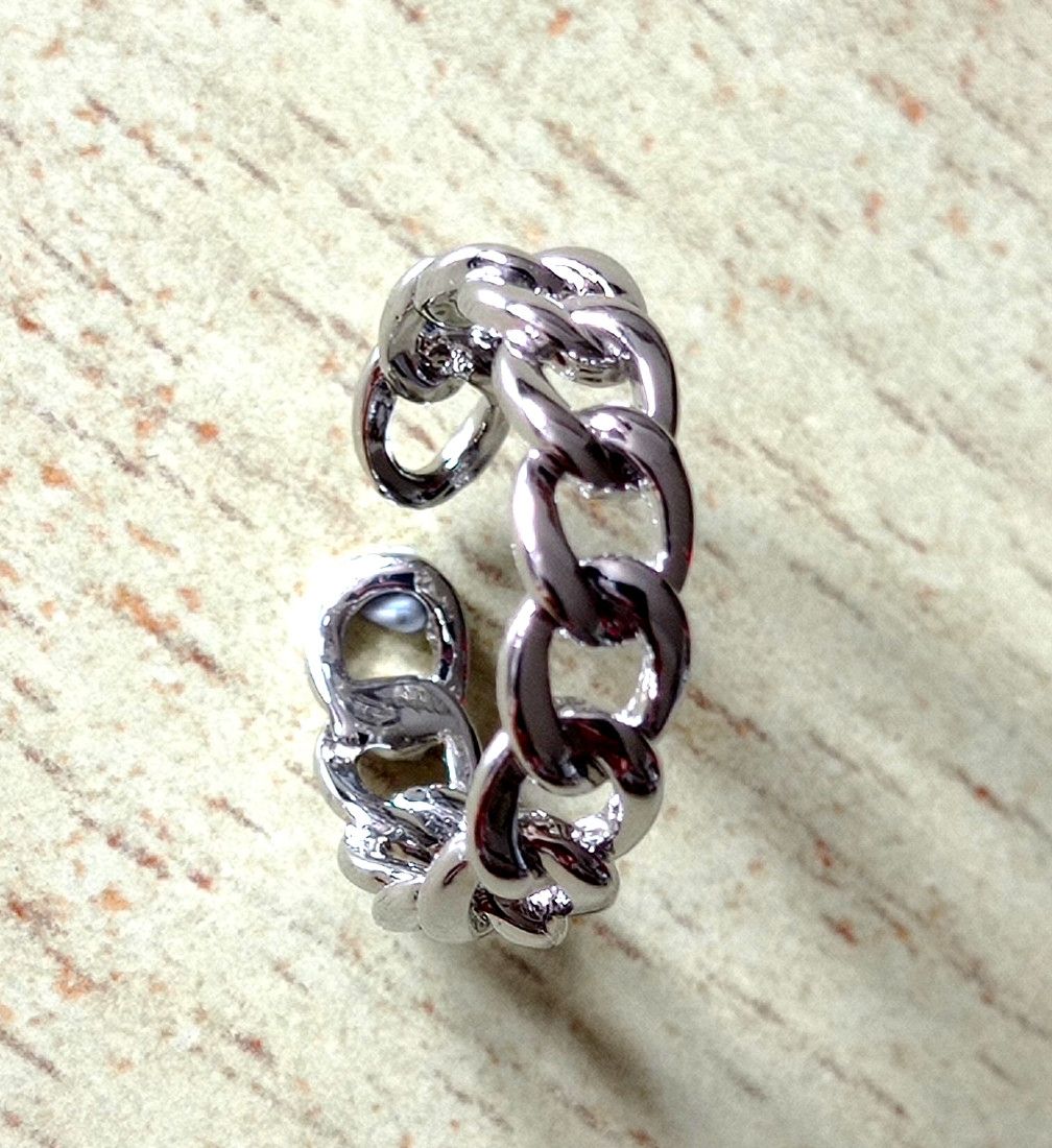 Designer × Vintage Vintage Punk Cuban Chain Silver Ring Unique Rave Size ONE SIZE - 4 Thumbnail