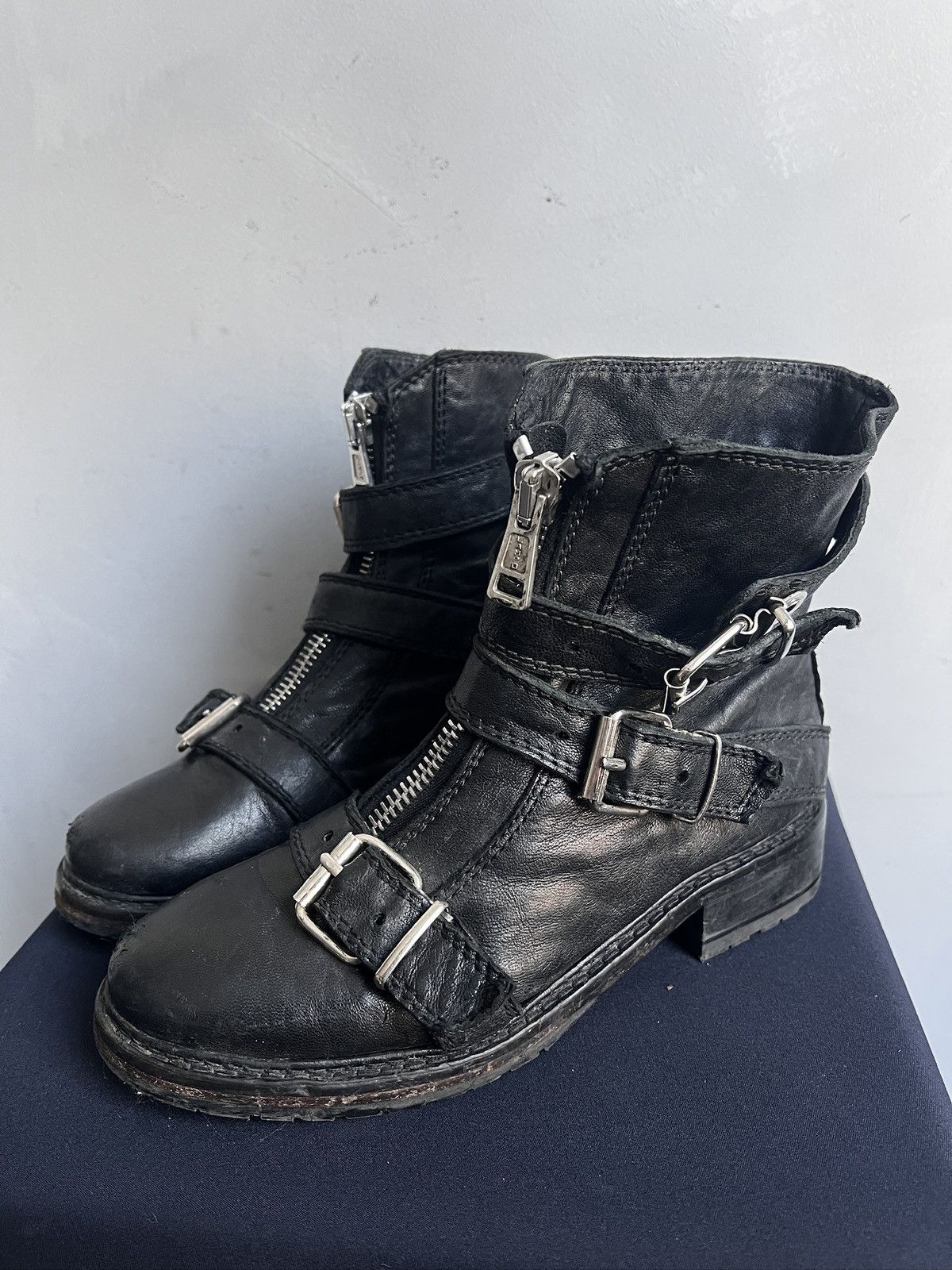 Allsaints Avant garde leather straps All Saints boots hype y2k Size US 8 / IT 38 - 1 Thumbnail