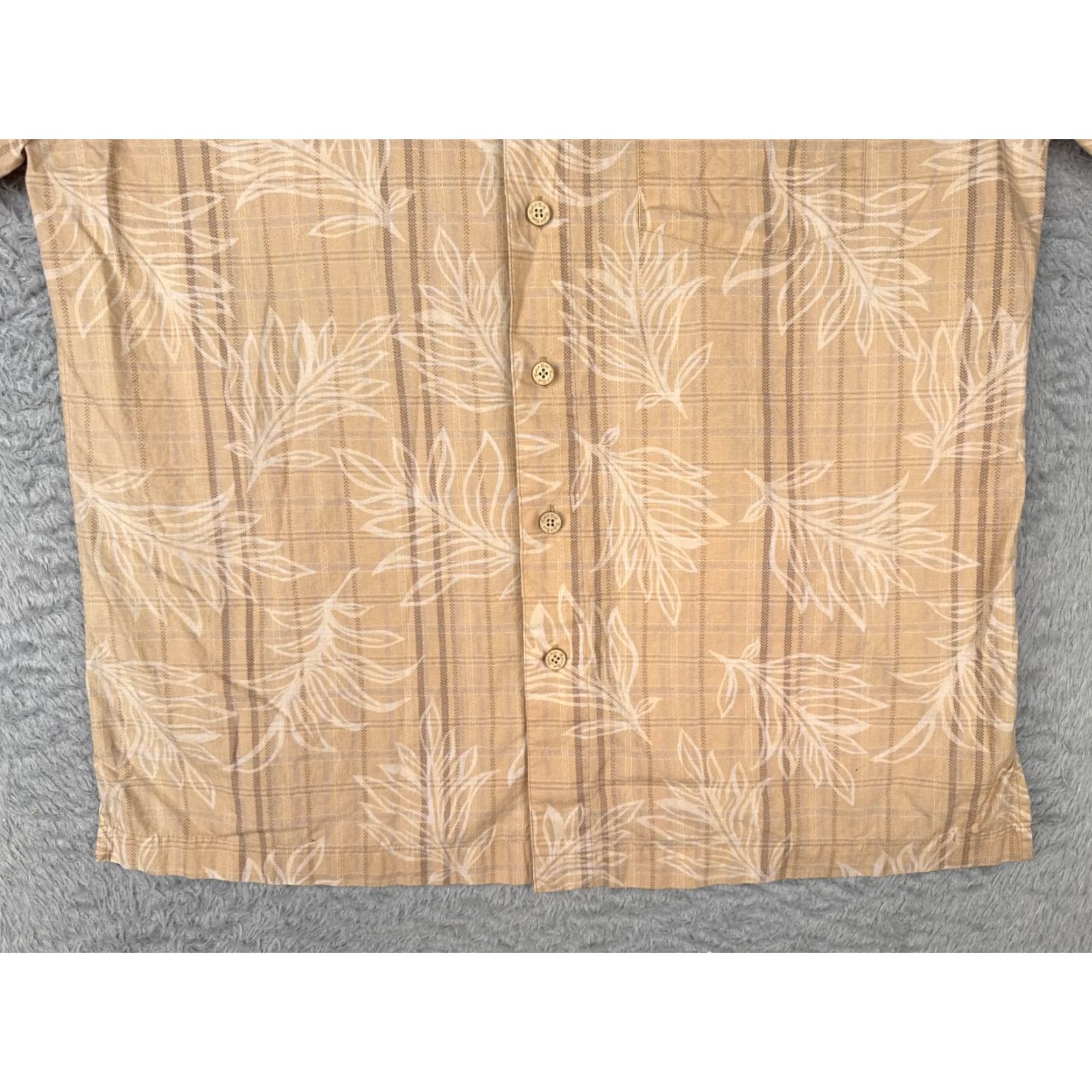 Vintage Batik Bay Shirt Mens Medium Beige Plaid Floral 100% Cotton Button Up Shirt Size US M / EU 48-50 / 2 - 5 Thumbnail