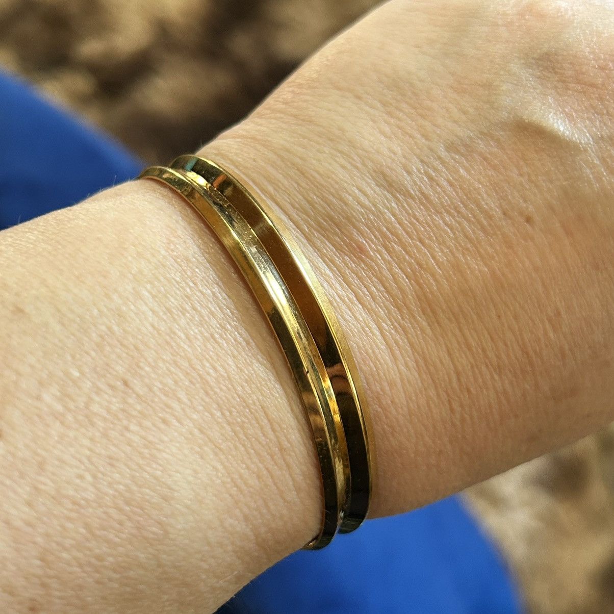 Vintage Vintage shiny gold plated cuff bracelet Size ONE SIZE - 1 Thumbnail