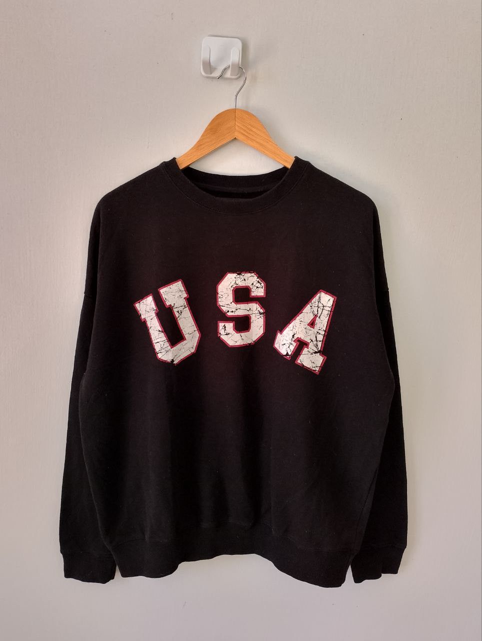 U.S.A Spellout Big Graphic Print Oversized Sweatshirt