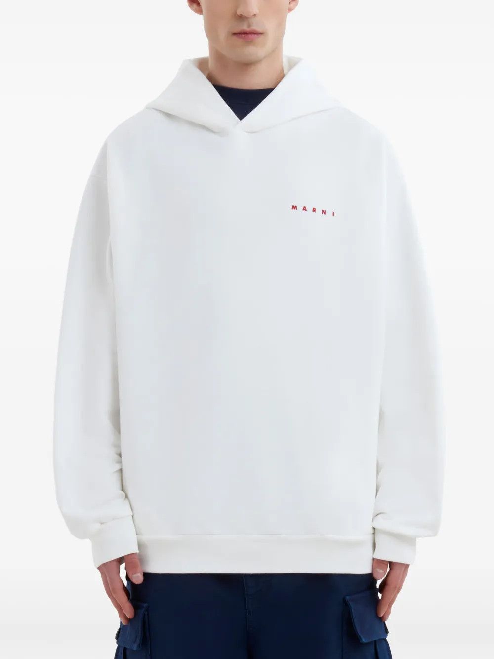 Marni o1w1db10625 Logo-Print Cotton Hoodie in White Size US S / EU 44-46 / 1 - 2 Thumbnail