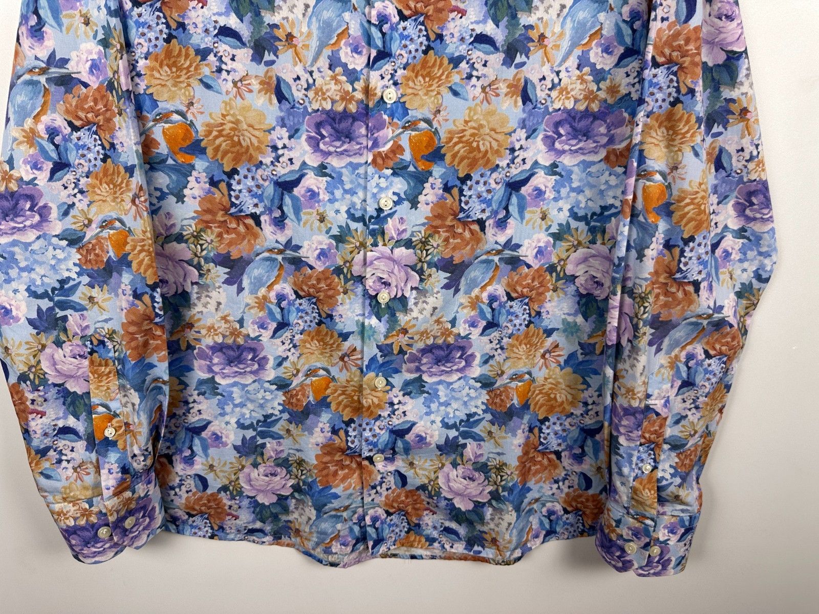 Eton Eton Floral Bird Cotton Tencel Shirt Button Up Size 41\16 Size US L / EU 52-54 / 3 - 3 Thumbnail