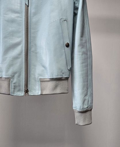 Tom Ford o1sm1stk0624 Soft Leather Blouson Jacket in Sky Blue Size US L / EU 52-54 / 3 - 3 Thumbnail