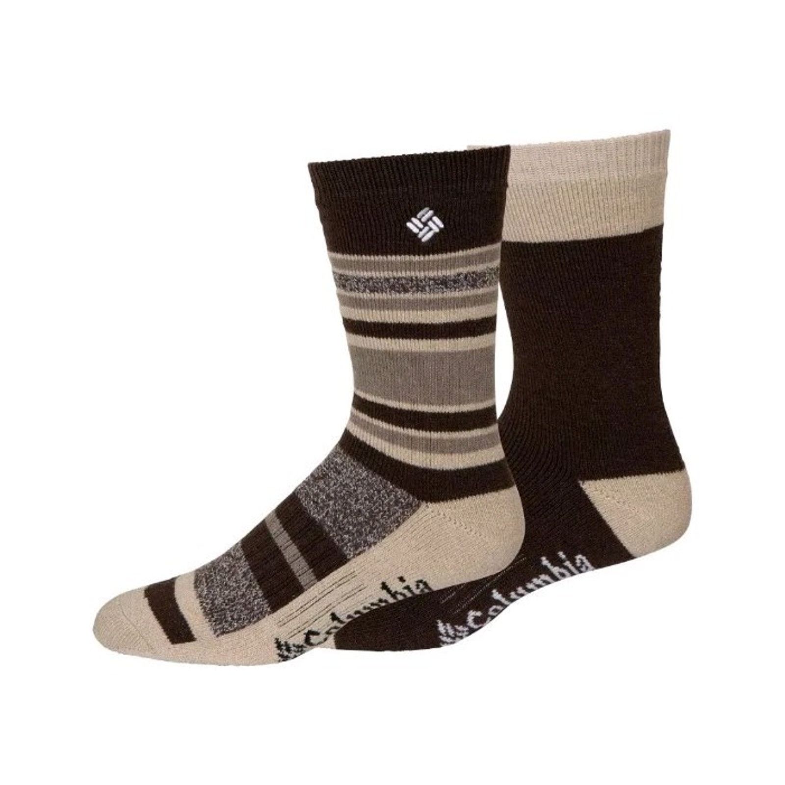 Columbia Columbia 2 Pack Brown Striped Wool Crew Socks Mens Size 6-12 Size ONE SIZE - 2 Thumbnail