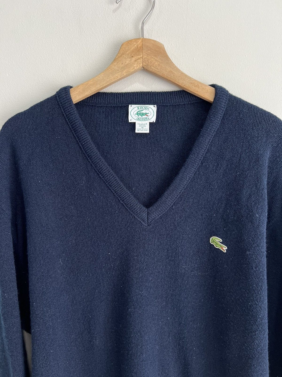 Lacoste Vintage Lacoste Vneck Knit sweater XL Size US XL / EU 56 / 4 - 2 Thumbnail
