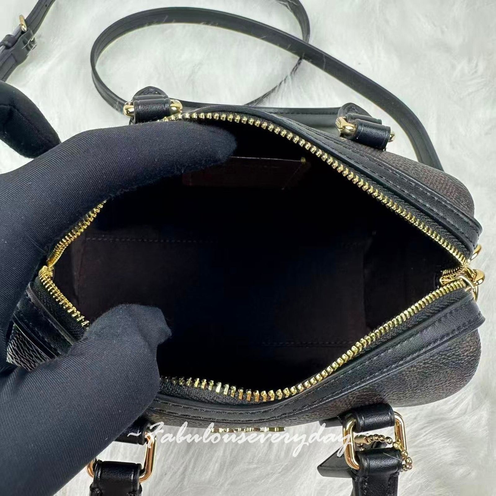 Coach Coach Mini Rowan Crossbody Sig Canvas Gold/Walnut/Black Size ONE SIZE - 8 Thumbnail