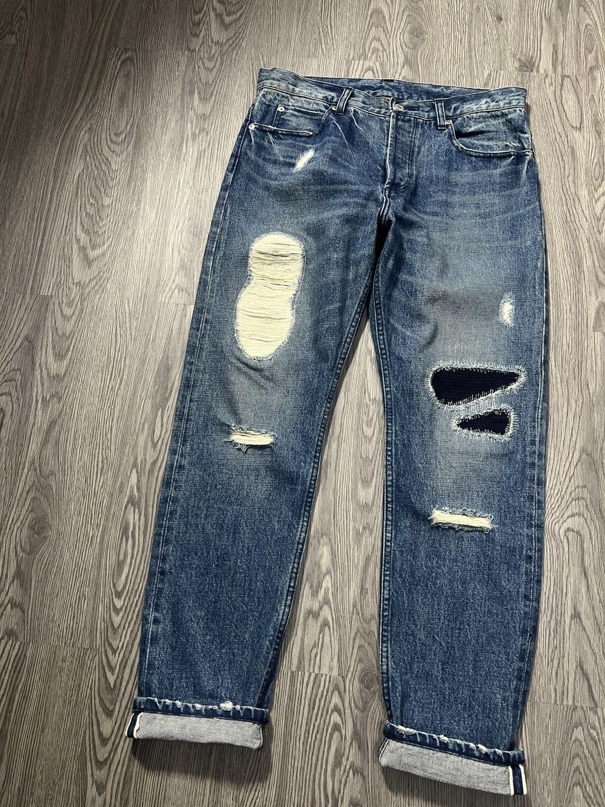 Japanese Brand 🇯🇵 Distressed Beauty & Youth United Arrows Selvedge Jeans Size US 32 / EU 48 - 2 Thumbnail