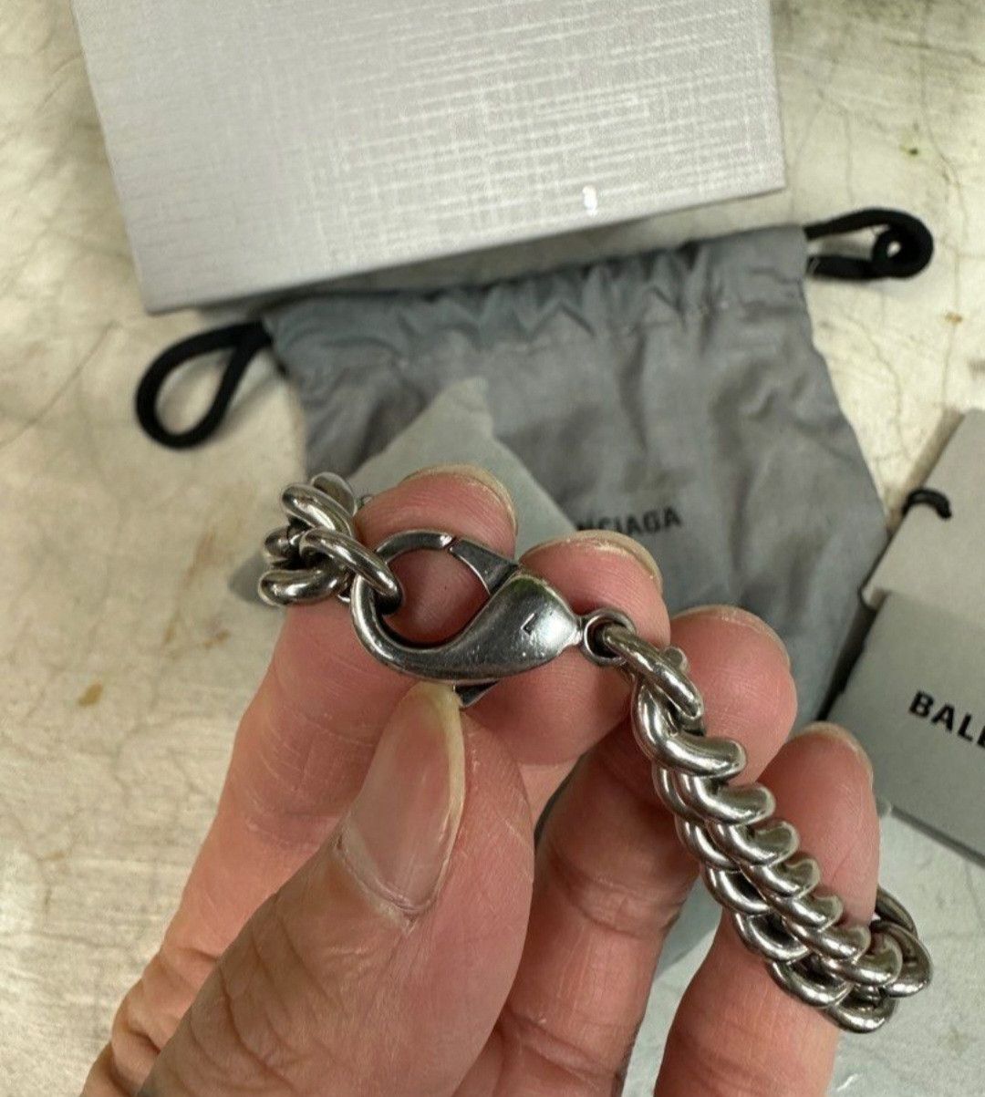 Balenciaga BALENCIAGA Classic Double B Cuban Silver Bracelet Size ONE SIZE - 3 Thumbnail