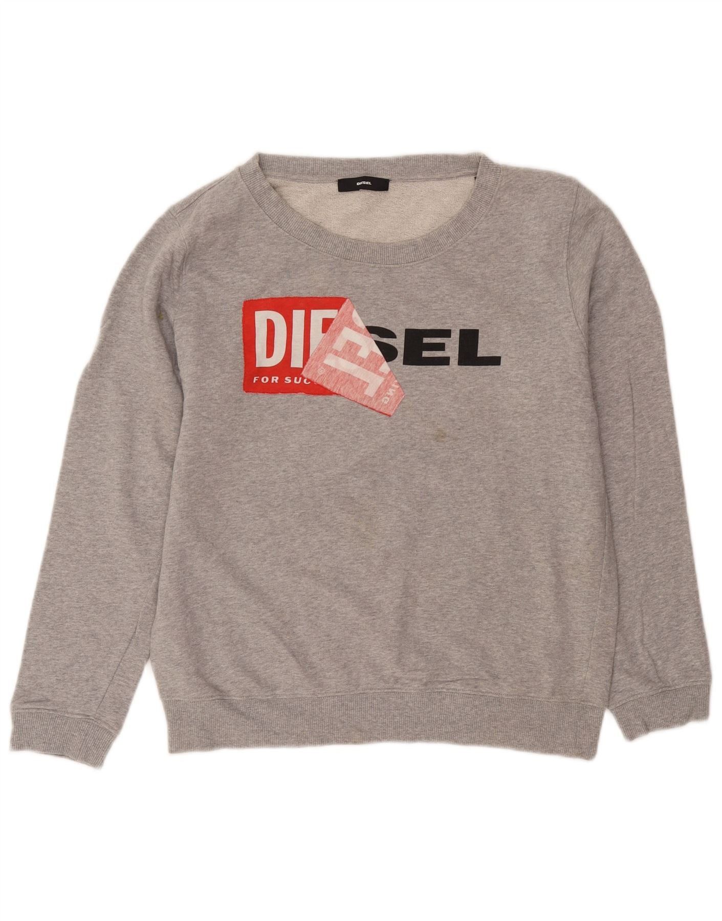Diesel Mens Graphic Sweatshirt Jumper Small Grey Cotton Size US L / EU 52-54 / 3 - 1 Thumbnail