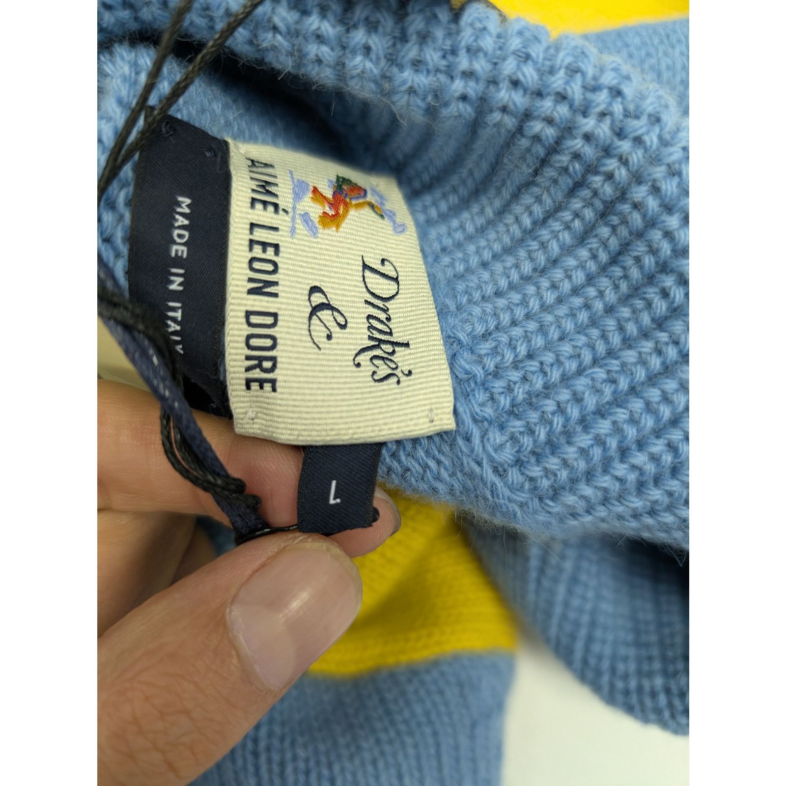 Aime Leon Dore × Drake's o1rshd1 ALD Stripe Integral Collar Full Sleeve Sweater Size US L / EU 52-54 / 3 - 10 Thumbnail