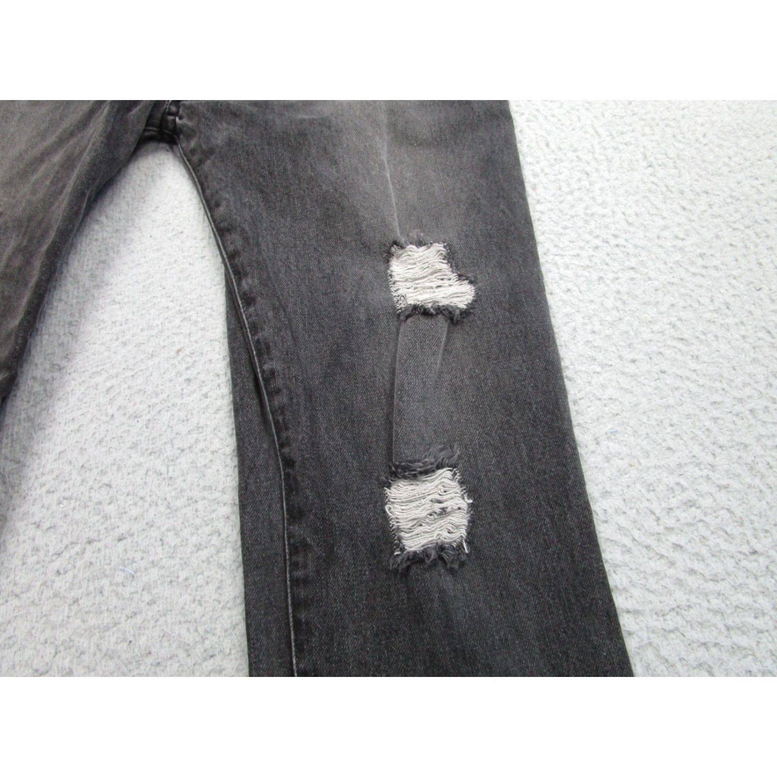 I Love Ugly VINTAGE I Love Ugly Men's Jogger Pants 31 Inch Waist Size M Black Distressed Denim Tapered Zippered Ankle Pockets Size US 31 - 4 Thumbnail