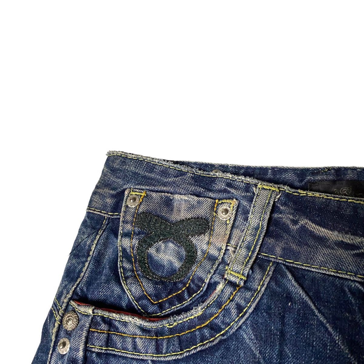 If Six Was Nine × Japanese Brand × Le Grande Bleu (L.G.B.) Lolita Red Pepper Flared Seawash Patched Jeans Size US 28 / EU 44 - 6 Thumbnail
