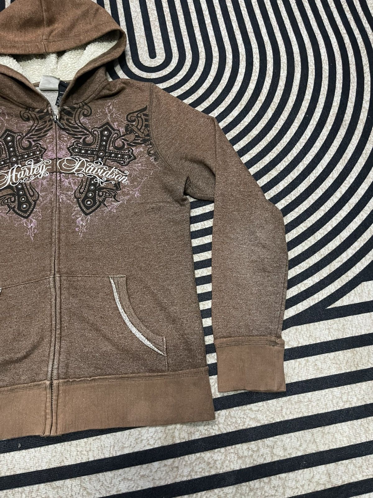Harley Davidson VINTAGE Y2K HARLEY DAVIDSON SPELLOUT CROSS FADED HOODIE Size M / US 6-8 / IT 42-44 - 5 Thumbnail