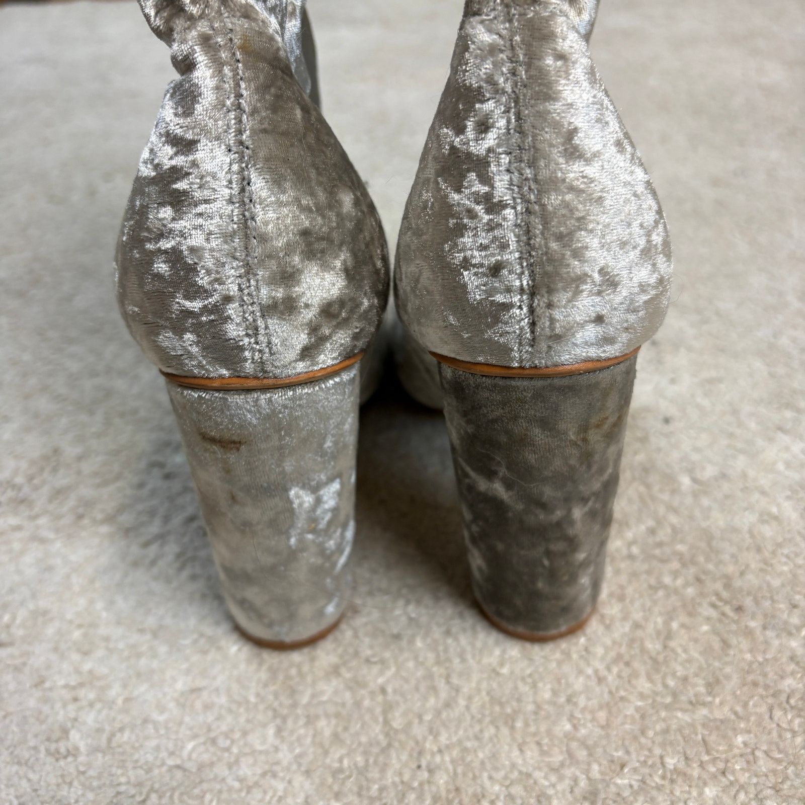 Other Cape Robbin Paw-27 Crushed Velvet Thigh High Boots Silver 9 Size US 9 / IT 39 - 4 Thumbnail