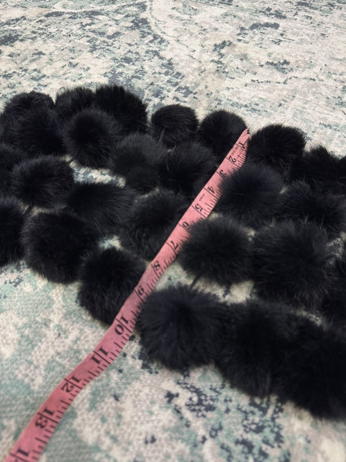 Japanese Brand BLACK POM-POM RABBIT FUR SCARF Size ONE SIZE - 6 Thumbnail