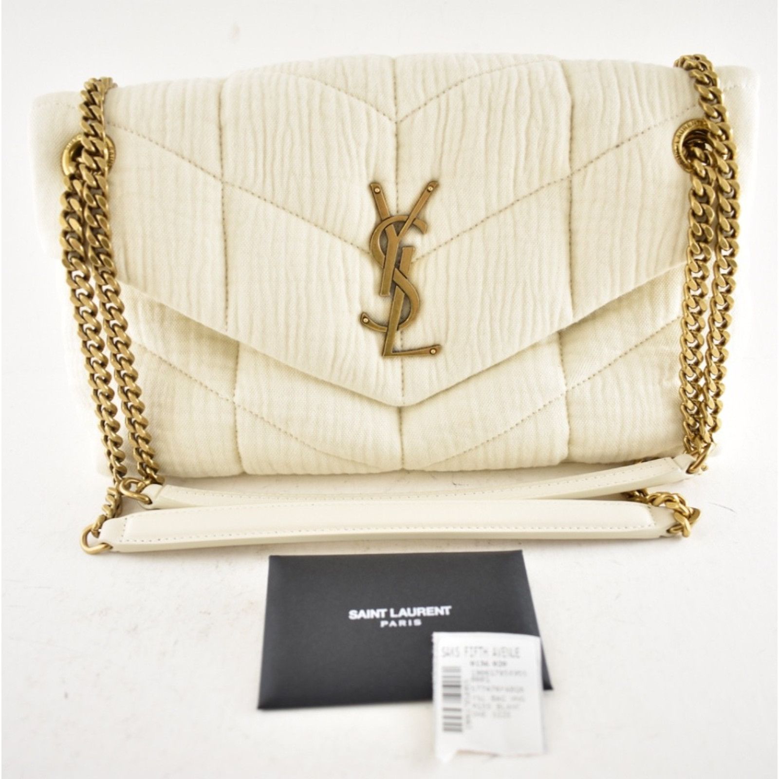 Yves Saint Laurent Saint Laurent YSL Cotton Twill White Shoulder Crossbody Bag Size ONE SIZE - 2 Thumbnail